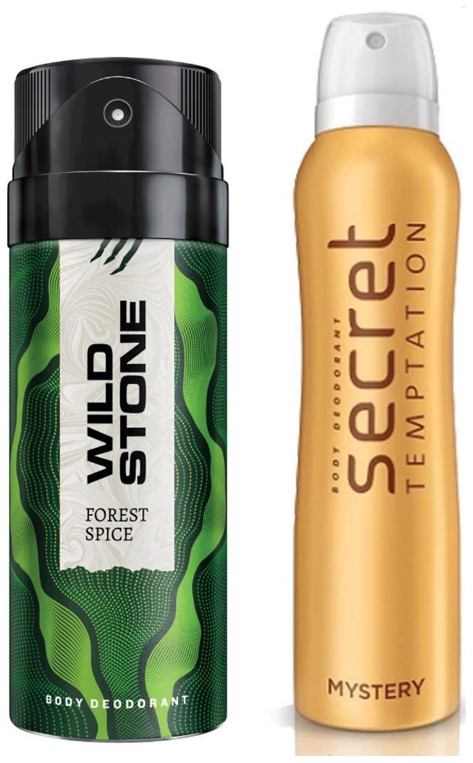 Secret Temptation Mystery Deodorant For Women and Wild Stone Forest Spice Deodorant for Men (150 ml each) Pack of 2
Secret Temptation Mystery Deodorant For Women and Wild Stone Forest Spice Deodorant for Men (150 ml each) Pack of 2