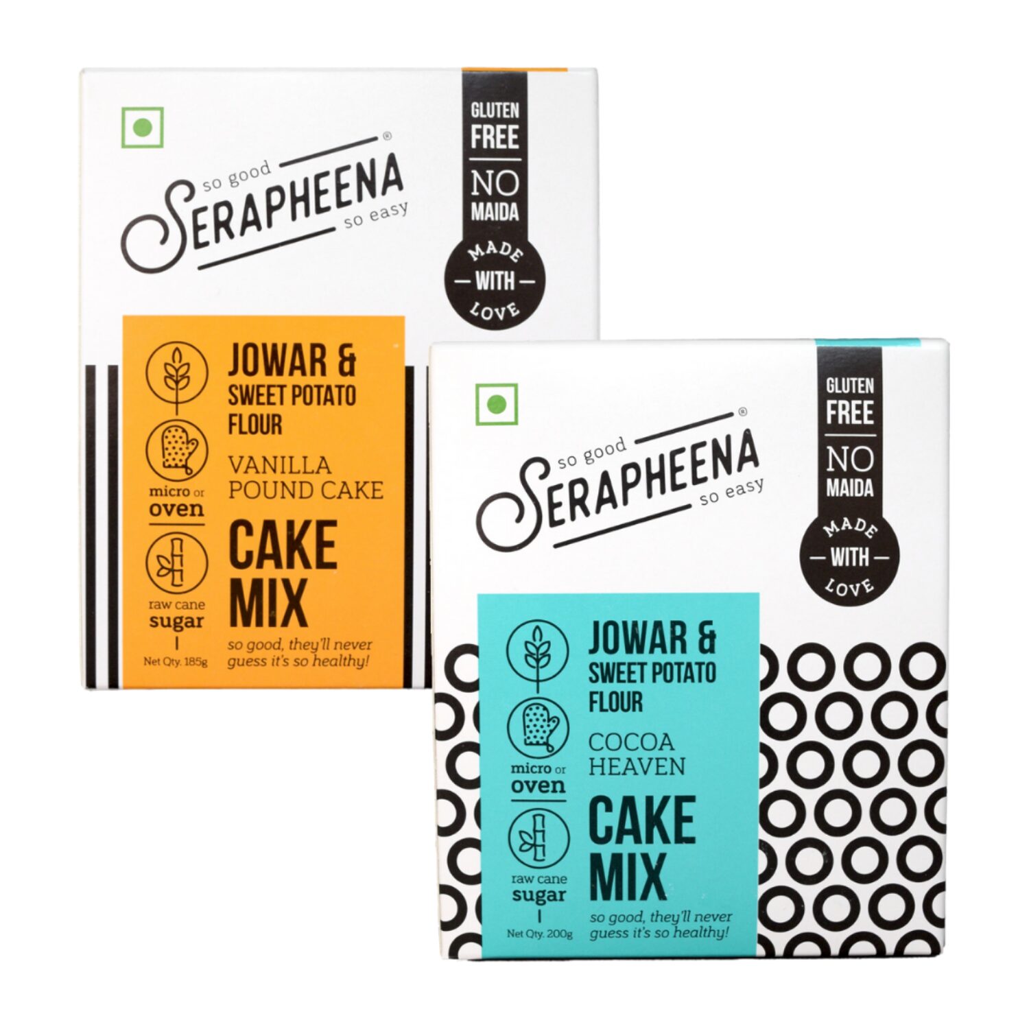 Serapheena Gluten Free Jowar Sweet Potato Baking Mix - Chocolate Cocoa Heaven-200g Vanilla Pound-185g(Pack of 2)
Serapheena Gluten Free Jowar Sweet Potato Baking Mix - Chocolate Cocoa Heaven-200g Vanilla Pound-185g(Pack of 2)