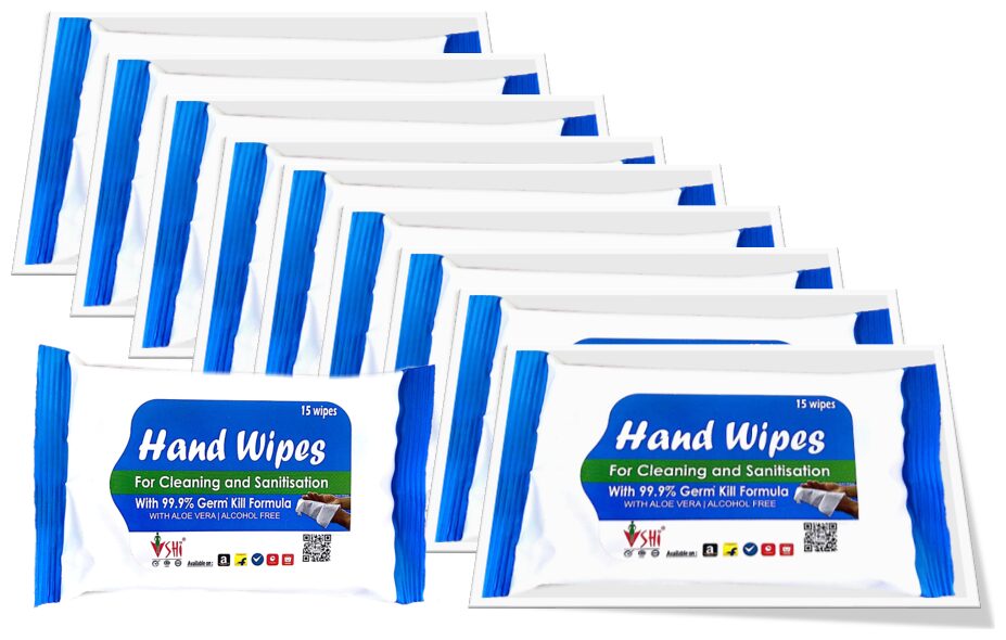 SHI Hand Wipes Wet Wipes with Aloe Vera for Cleaning and Sanitization Pack of 10 (15 Wipes x 1 Pack)
SHI Hand Wipes Wet Wipes with Aloe Vera for Cleaning and Sanitization Pack of 10 (15 Wipes x 1 Pack)