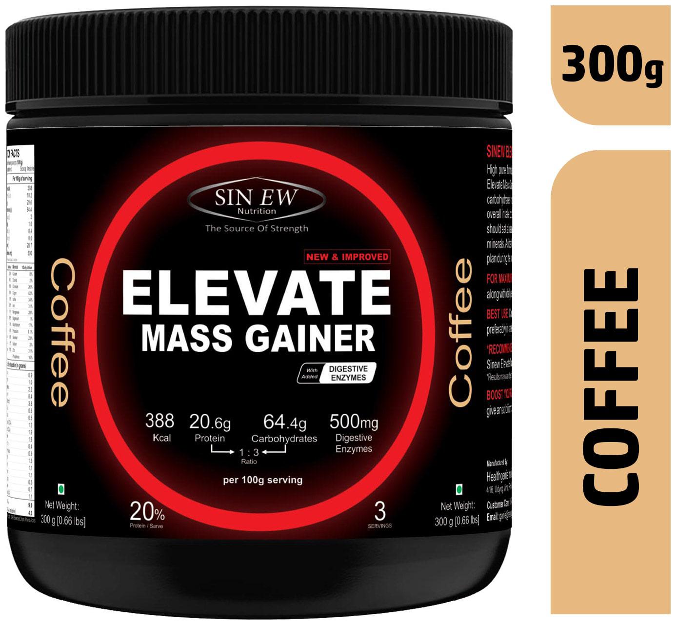 Sinew Nutrition Elevate Mass Gainer Complex Carb Proteins In 3 1 Ratio With Digienzymes 300 g 0 66lb - Coffee Flavor
Sinew Nutrition Elevate Mass Gainer Complex Carb Proteins In 3 1 Ratio With Digienzymes 300 g 0 66lb - Coffee Flavor