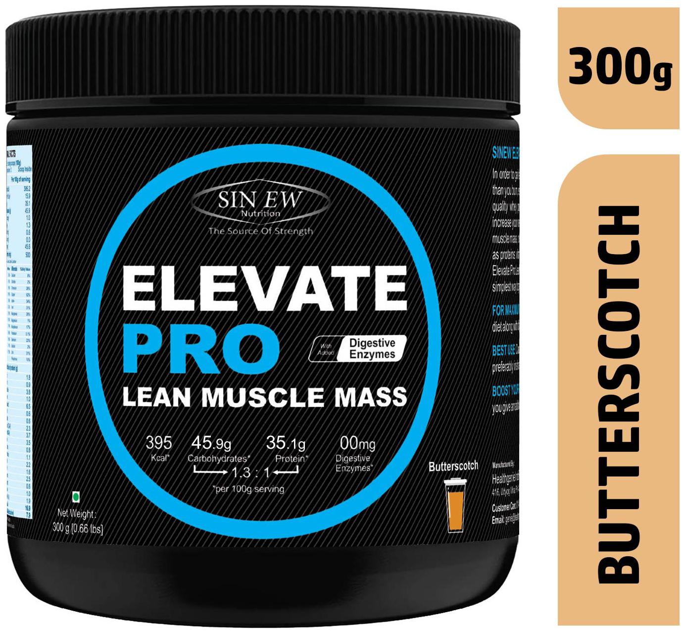 Sinew Nutrition Elevate Pro With Digestive Enzymes 300 g Mass Gainer Powder Butterscotch
Sinew Nutrition Elevate Pro With Digestive Enzymes 300 g Mass Gainer Powder Butterscotch