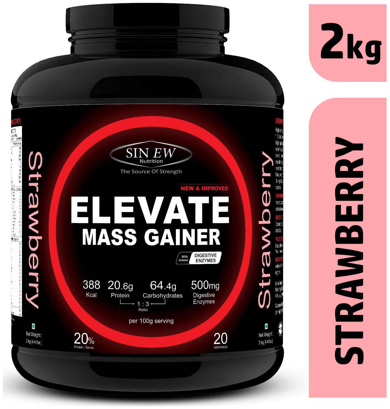Sinew Nutrition Elevate Mass Gainer Complex Carb Proteins In 3 1 Ratio With Digienzymes 2 kg (4 4 lb) - Strawberry Flavor
Sinew Nutrition Elevate Mass Gainer Complex Carb Proteins In 3 1 Ratio With Digienzymes 2 kg (4 4 lb) - Strawberry Flavor