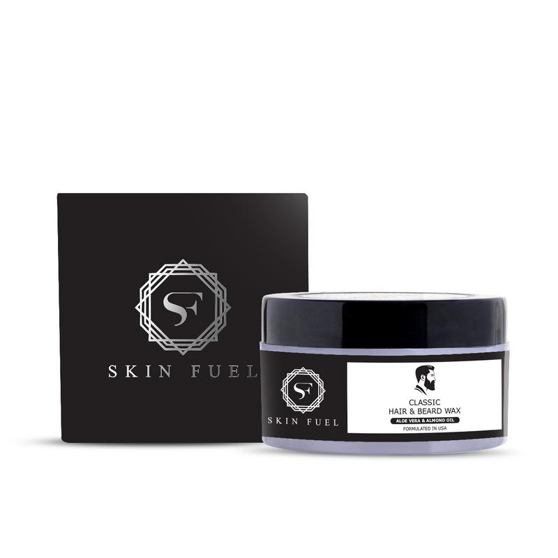 SKIN FUEL Classic Hair Beard wax USA FORMULATED Aloe vera Almond oil (Matte finish Strong Hold) 75g
SKIN FUEL Classic Hair Beard wax USA FORMULATED Aloe vera Almond oil (Matte finish Strong Hold) 75g