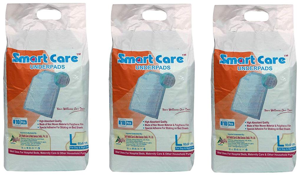 Smart Care Adult Under Pads Large Size 60 X 90Cm For Day Night Use (Pack of 3) 10 pcs Each
Smart Care Adult Under Pads Large Size 60 X 90Cm For Day Night Use (Pack of 3) 10 pcs Each