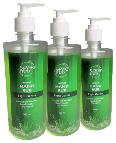 Stylento Sanitize Gel Hand Sanitizer 70 Alcohol Aloe Vera And Rose Extract Based Sanitizer (Regular)- 500 ml (Pack Of 3)
Stylento Sanitize Gel Hand Sanitizer 70 Alcohol Aloe Vera And Rose Extract Based Sanitizer (Regular)- 500 ml (Pack Of 3)