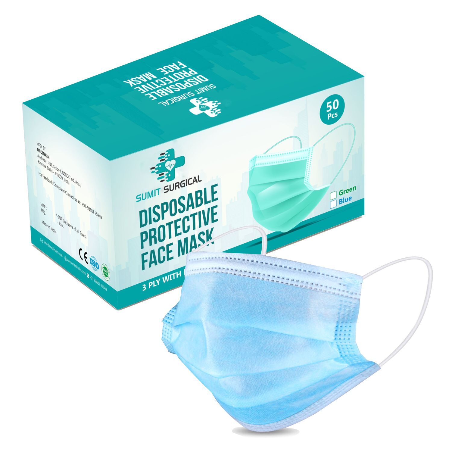 Sumit Surgical 3 Ply Disposable Protective With Adjustable Nose Pin 50 pcs (Pack of 3)
Sumit Surgical 3 Ply Disposable Protective With Adjustable Nose Pin 50 pcs (Pack of 3)