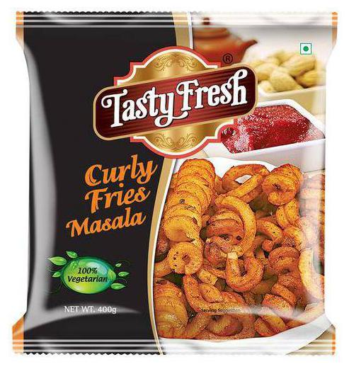 Tasty Fresh Curly Fries Masala 400 g 
Tasty Fresh Curly Fries Masala 400 g