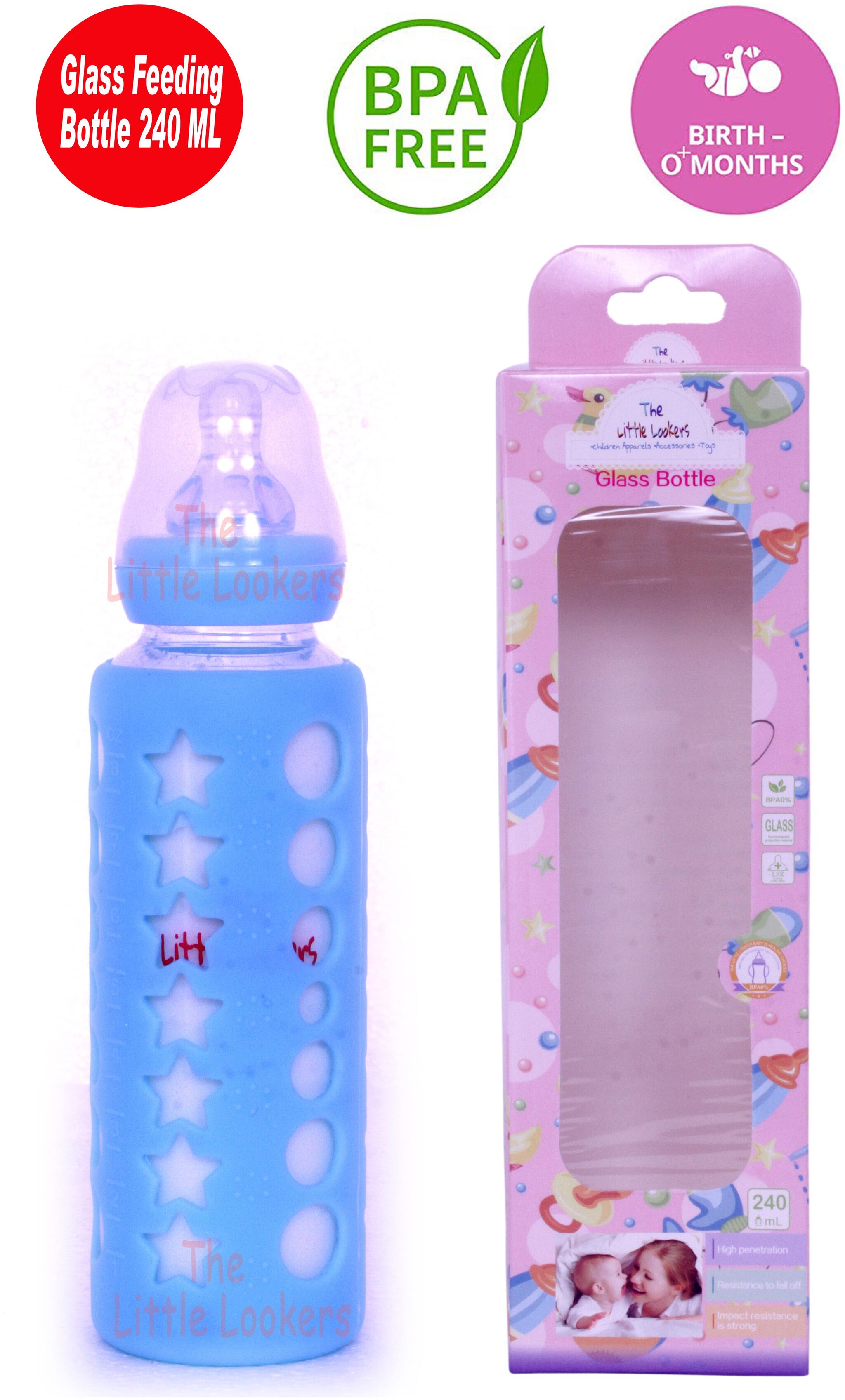 The Little Lookers Glass Feeding Bottle for Newborns Infants Babies with Silicone Warmer Cover (Blue 240 ml)
The Little Lookers Glass Feeding Bottle for Newborns Infants Babies with Silicone Warmer Cover (Blue 240 ml)