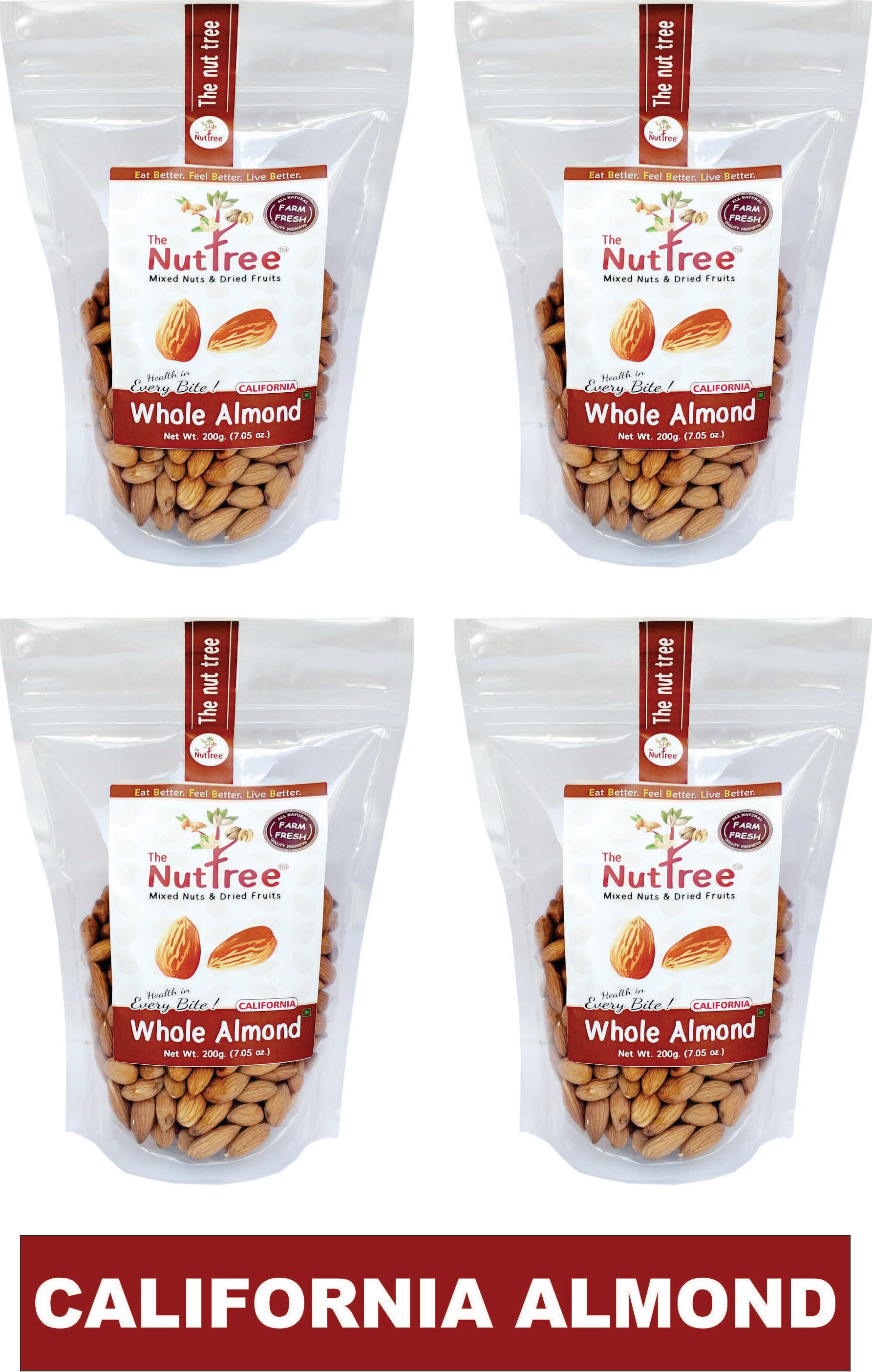 The Nut Tree California Almond Badam Large Size (4 Packs of 200g Each) 100 Natural Premium Californian Healthy Almond
The Nut Tree California Almond Badam Large Size (4 Packs of 200g Each) 100 Natural Premium Californian Healthy Almond