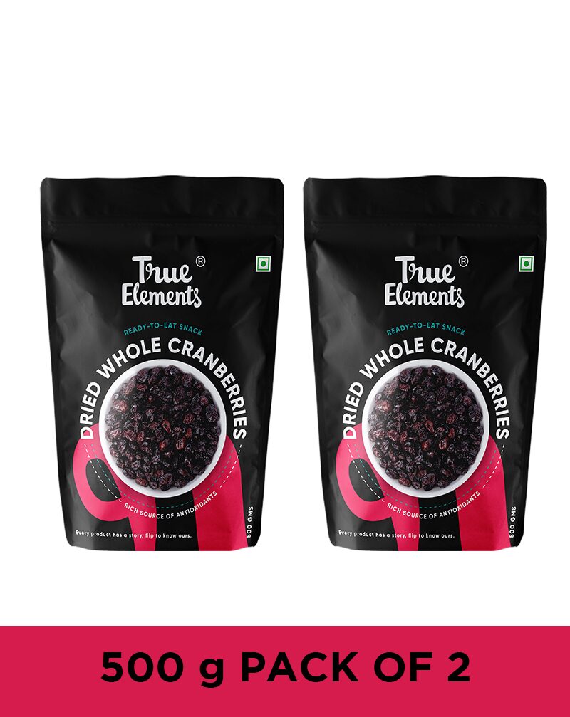 True Elements Dried Whole Cranberries for healthy Breakfast 500 g each (pack of 2) Antioxidant Rich Berries
True Elements Dried Whole Cranberries for healthy Breakfast 500 g each (pack of 2) Antioxidant Rich Berries
