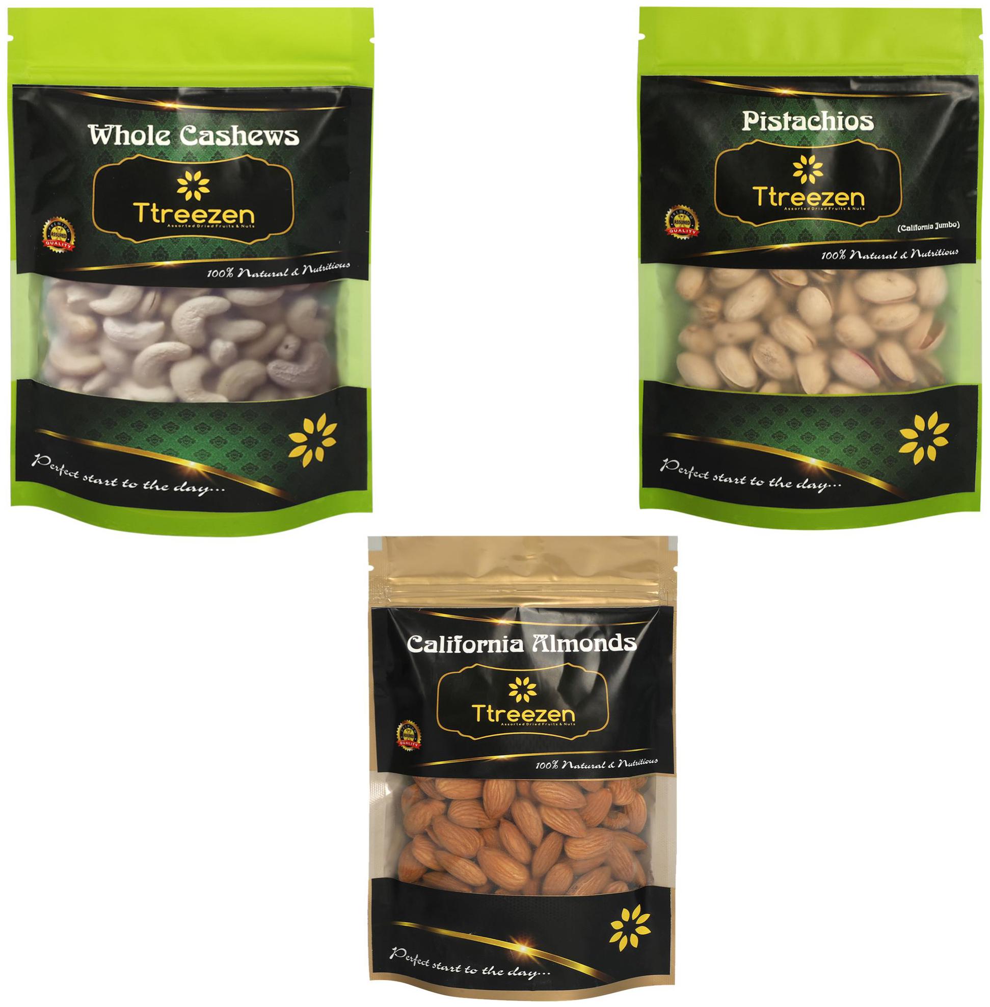 Ttreezen Dry Fruits Combo California Almonds Pista Kaju 200 g Each ( Pack Of 3 )
Ttreezen Dry Fruits Combo California Almonds Pista Kaju 200 g Each ( Pack Of 3 )