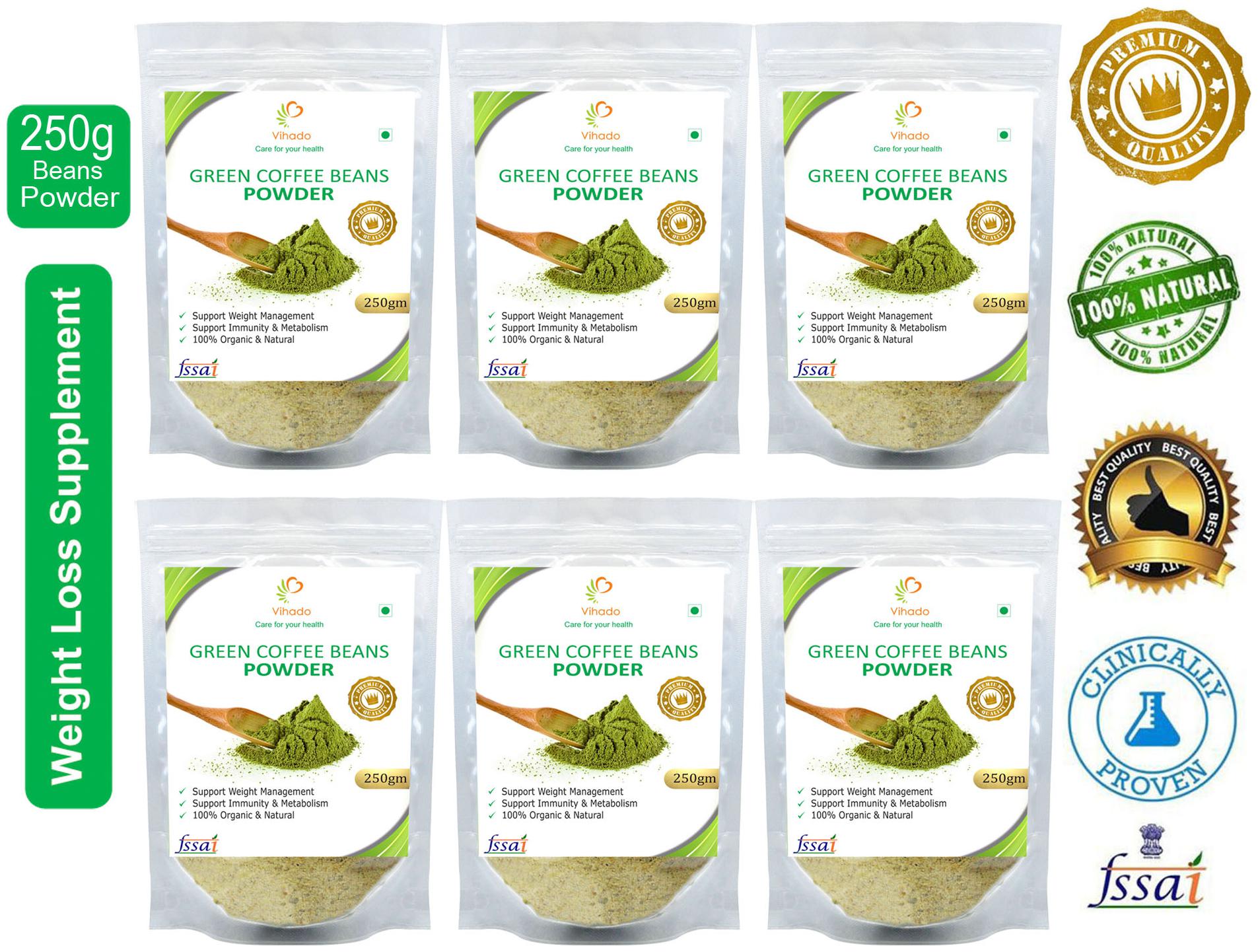 Vihado Premium Quality Organic Green Coffee Powder(6 Pack of 250g) For Natural Weight Loss
Vihado Premium Quality Organic Green Coffee Powder(6 Pack of 250g) For Natural Weight Loss