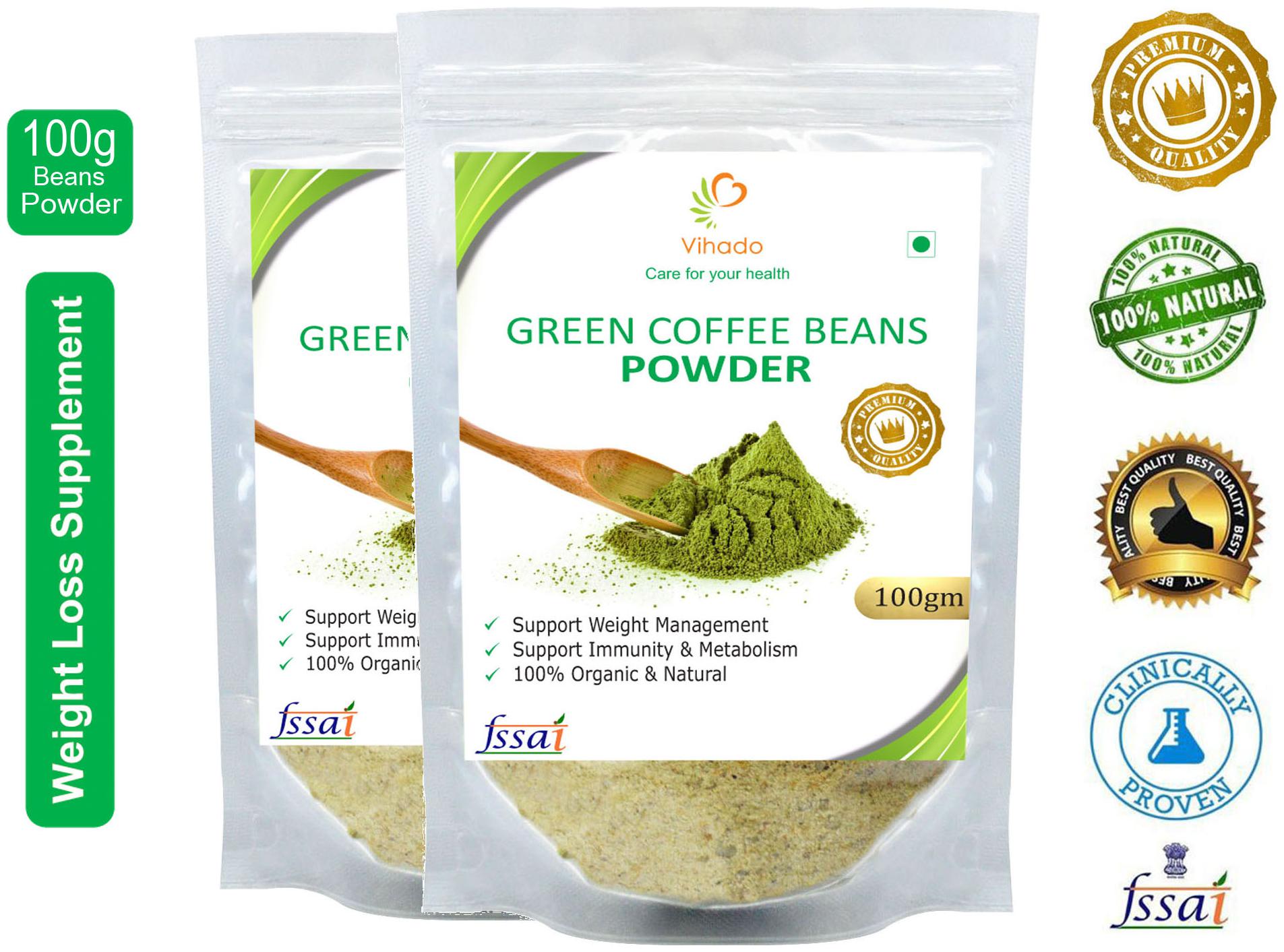 Vihado Premium Quality Organic Green Coffee Powder(2 Pack of 100g) For Natural Weight Loss
Vihado Premium Quality Organic Green Coffee Powder(2 Pack of 100g) For Natural Weight Loss
