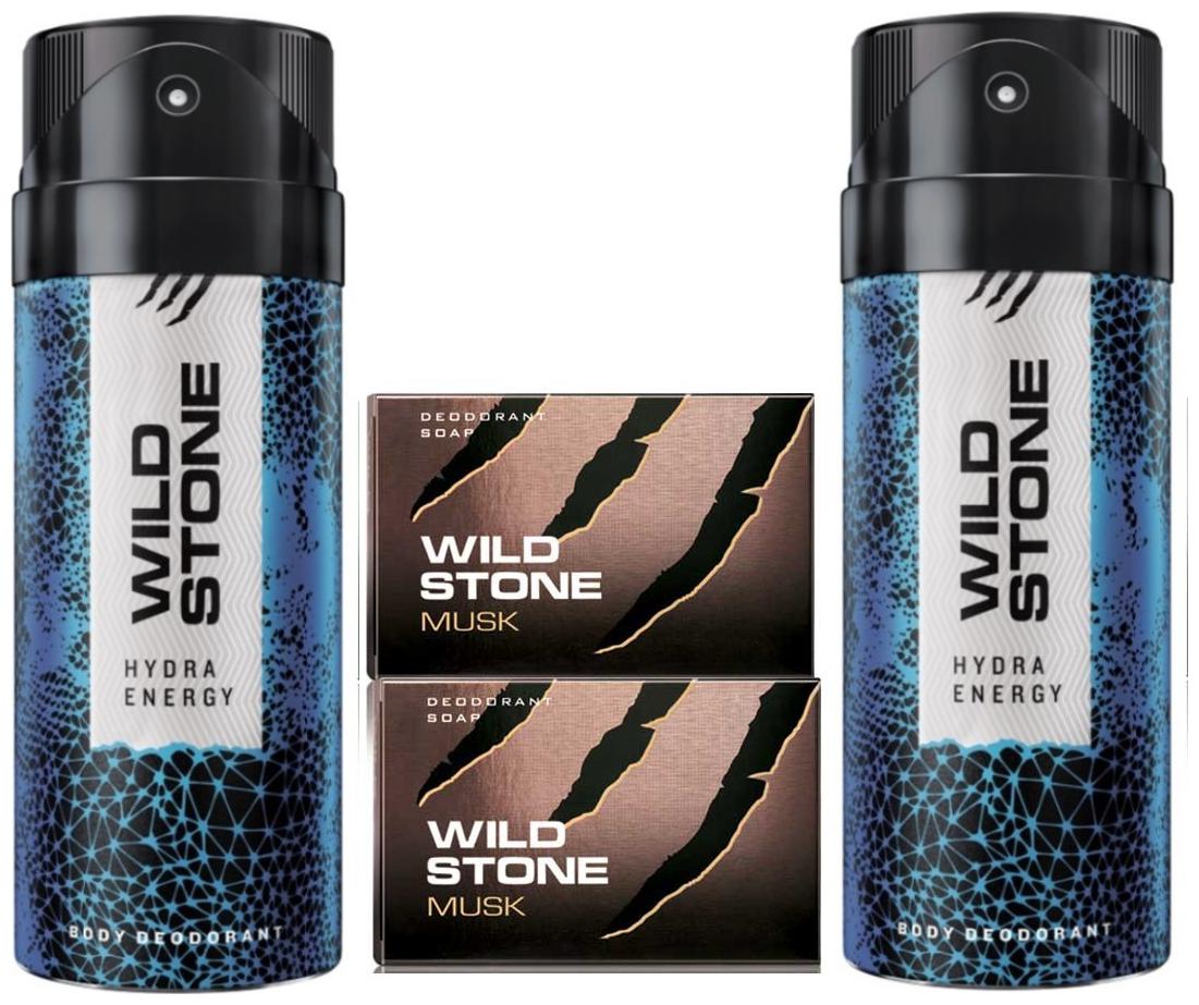 Wild Stone 2 Hydra Energy Deodorant(150ml each) and 2 Musk Soap(125g each) Pack of 4
Wild Stone 2 Hydra Energy Deodorant(150ml each) and 2 Musk Soap(125g each) Pack of 4
