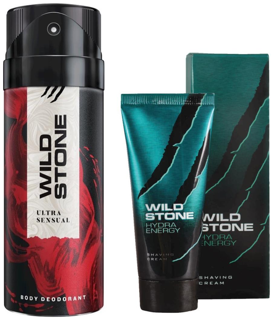 Wild Stone Ultra Sensual Deodorant (150 ml) and Hydra Energy Shaving Cream (30 g) For Men (Pack of 2)
Wild Stone Ultra Sensual Deodorant (150 ml) and Hydra Energy Shaving Cream (30 g) For Men (Pack of 2)