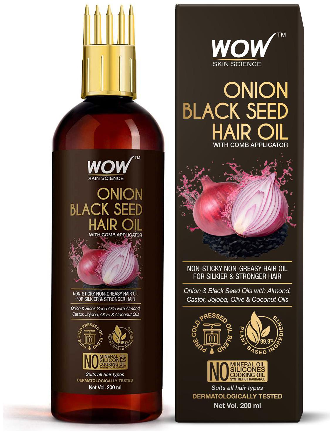WOW Skin Science Onion Black Seed Hair Oil WITH COMB APPLICATOR Controls Hair Fall NO Mineral Oil Silicones Cooking Oil Synthetic Fragrance 200 ml (Pack Of 1)
WOW Skin Science Onion Black Seed Hair Oil WITH COMB APPLICATOR Controls Hair Fall NO Mineral Oil Silicones Cooking Oil Synthetic Fragrance 200 ml (Pack Of 1)