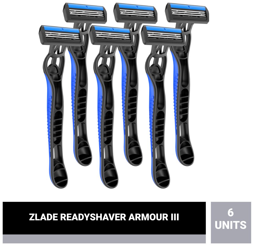 Zlade Armour III Readyshaver Triple Blade Disposable Shaving Razor for Men - (Pack of 6)
Zlade Armour III Readyshaver Triple Blade Disposable Shaving Razor for Men - (Pack of 6)