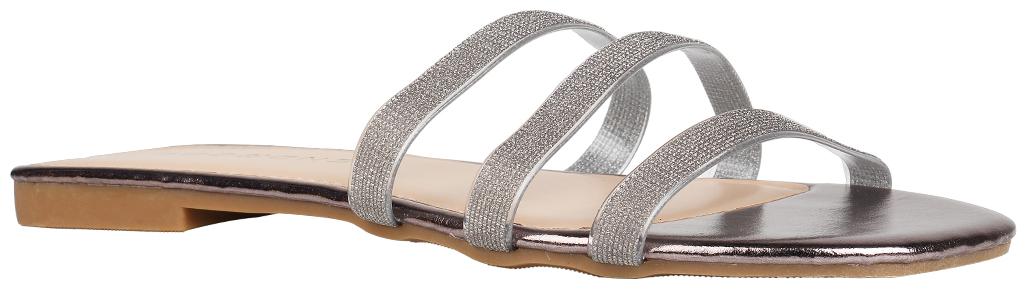 Addons Women Grey Open Toe Flats