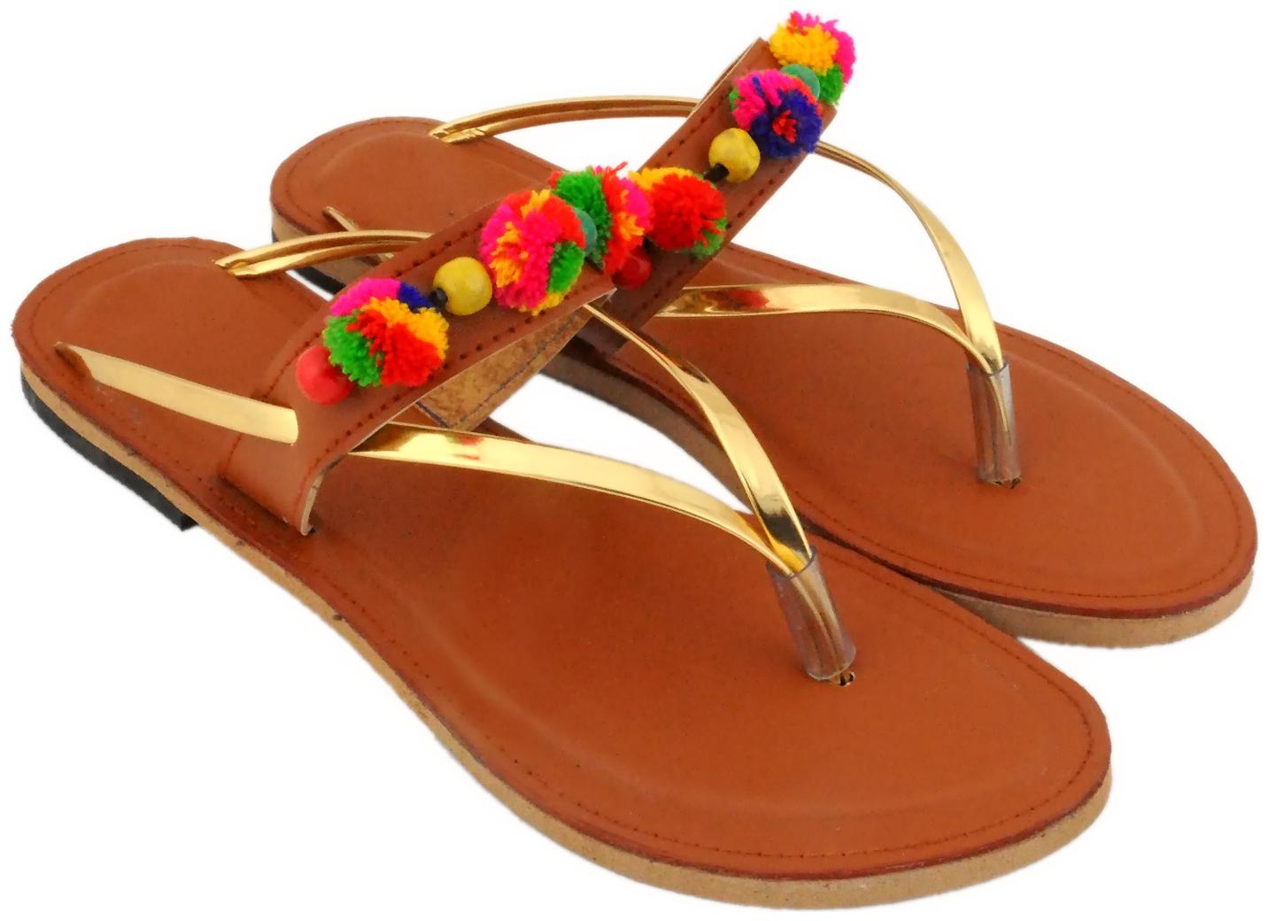 Jaipuri Shop Women Girls Rajasthani Silsila Pom Pom Wooden Beads Brown Ethnic Slippers Sandals WMO368-8
Jaipuri Shop Women Girls Rajasthani Silsila Pom Pom Wooden Beads Brown Ethnic Slippers Sandals WMO368-8