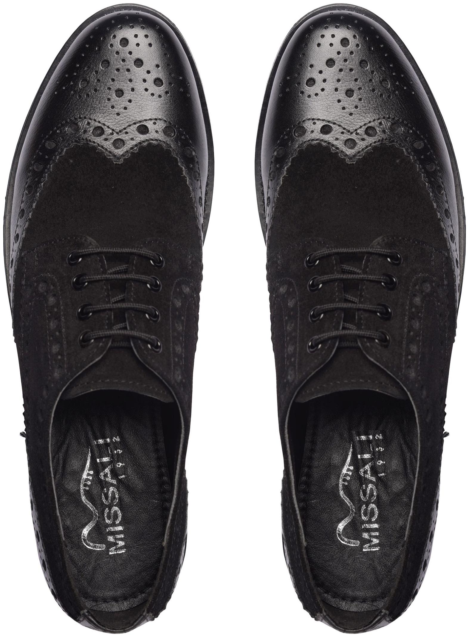 MISSALI 1932 Men Black Derby Formal Shoes - WINGTIP BROGUE