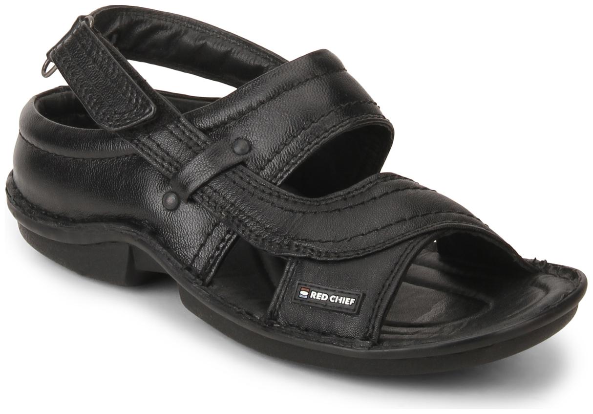 Red Chief Men Black Sandals