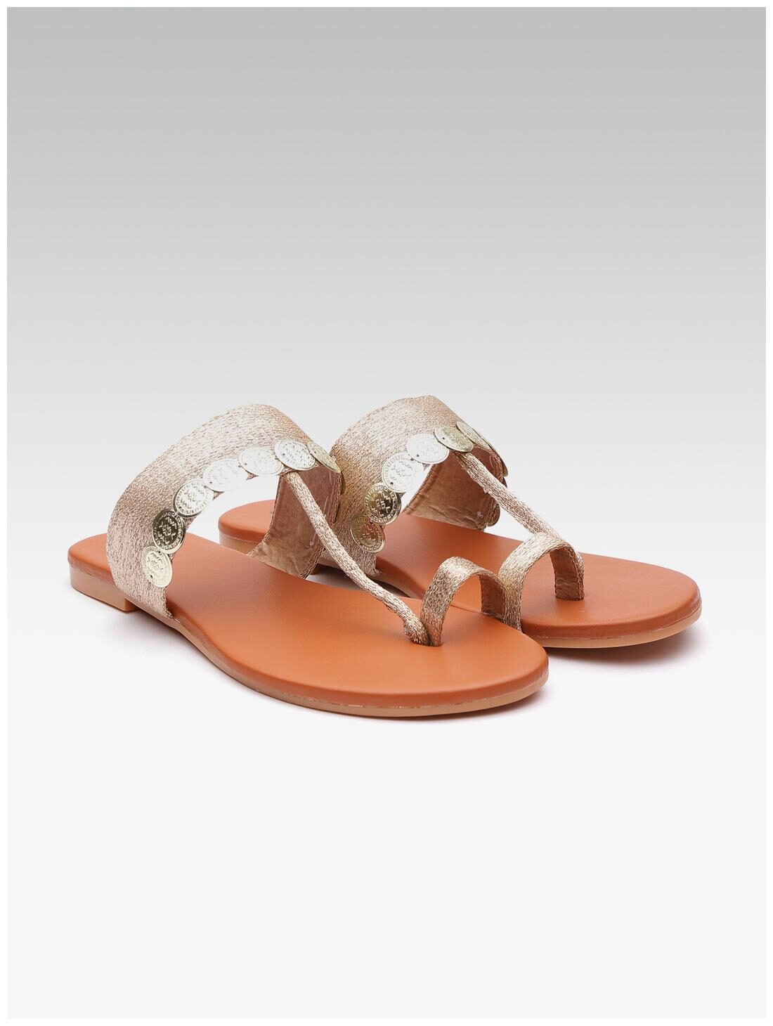 STREETSTYLESTORE Women Gold One Toe Flats
