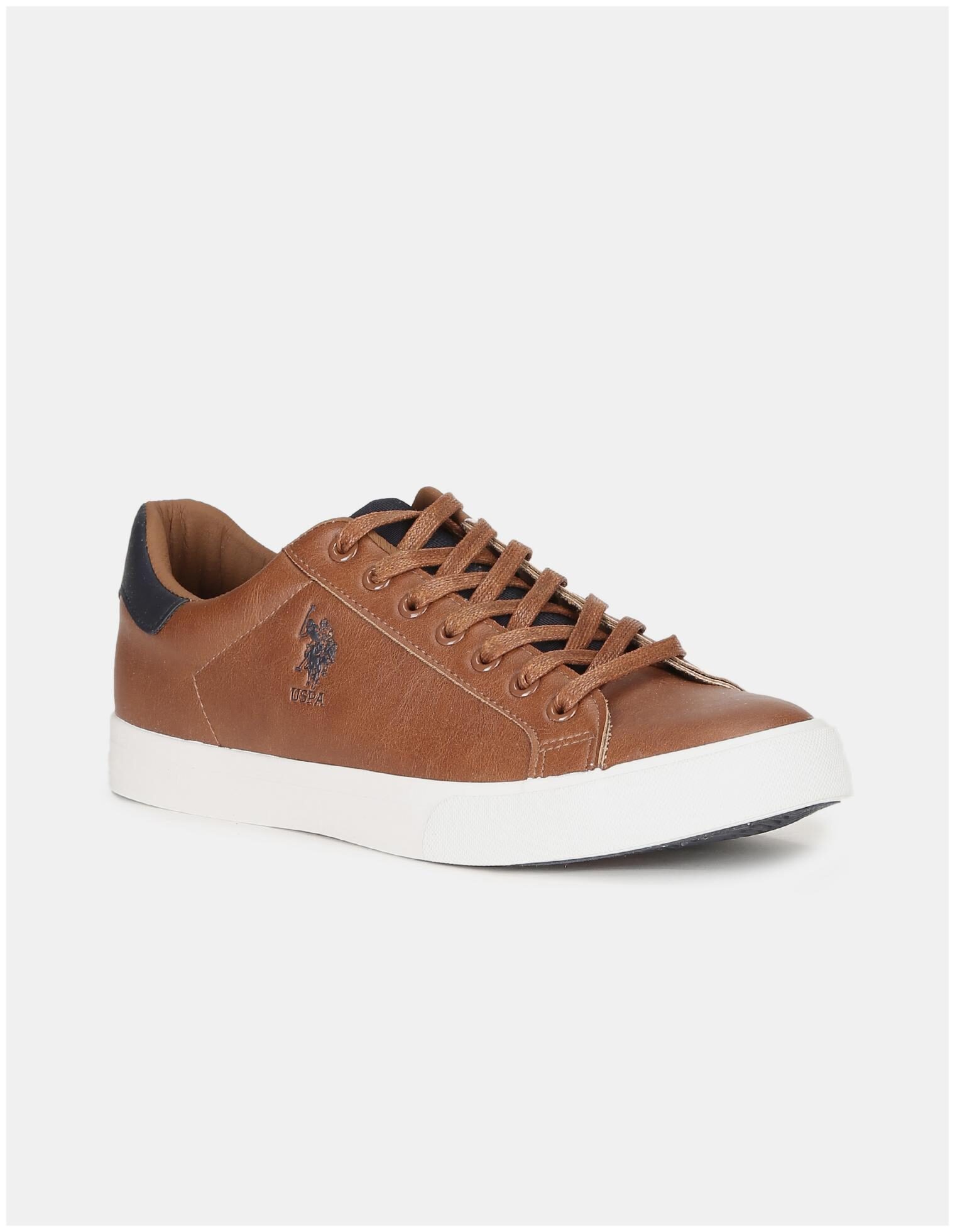 U S Polo Assn Men Brown Round Toe Lace Up Sneakers Men Brown Classic Sneakers - 2531930819