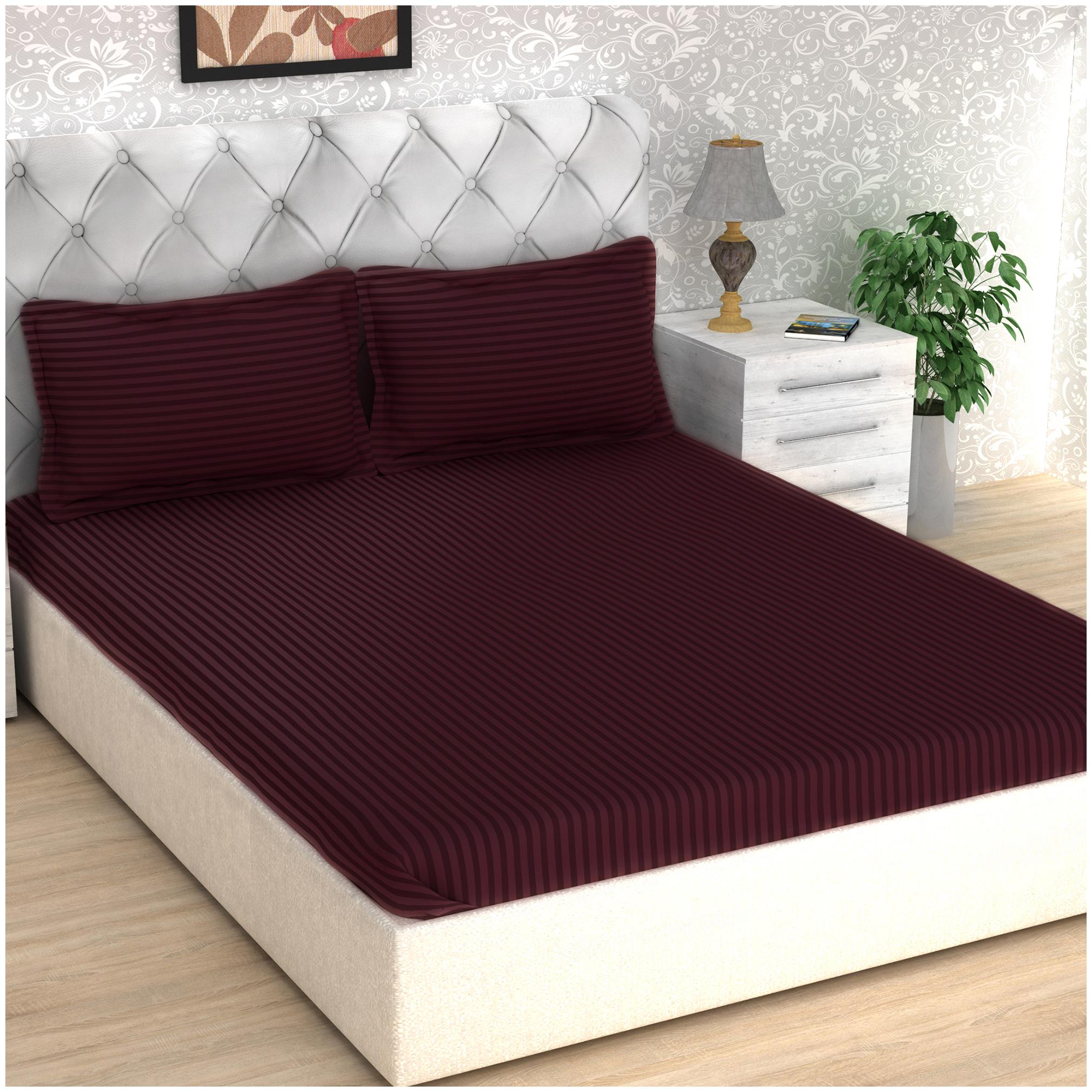 Story Home Cotton Striped Double Size Bedsheet 300 TC ( 1 Bedsheet With 2 Pillow Covers Magenta )
Story Home Cotton Striped Double Size Bedsheet 300 TC ( 1 Bedsheet With 2 Pillow Covers Magenta )