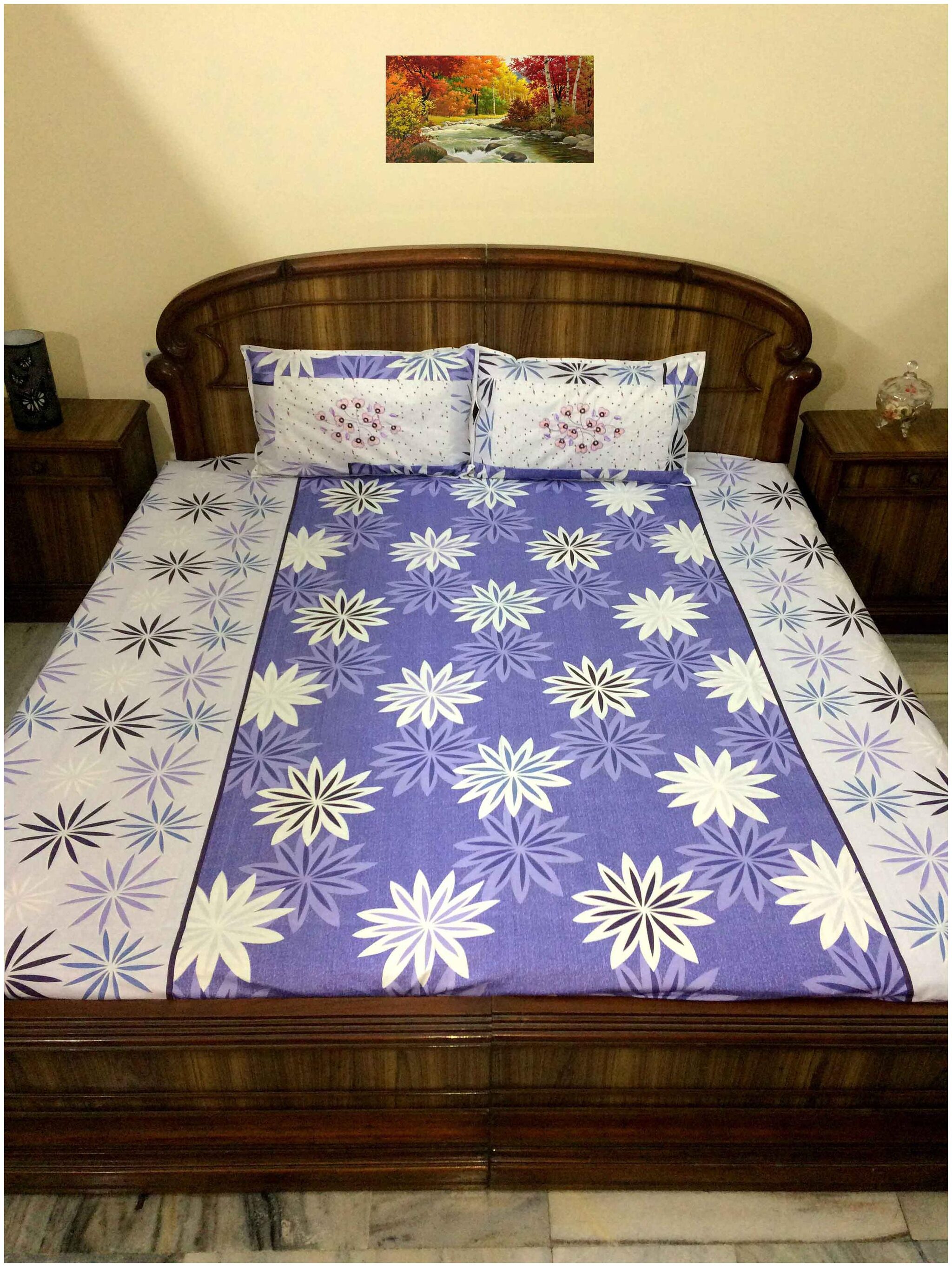 A H ENTERPRISES Cotton Printed Queen Size Bedsheet 300 TC ( 1 Bedsheet With 2 Pillow Covers Blue )
A H ENTERPRISES Cotton Printed Queen Size Bedsheet 300 TC ( 1 Bedsheet With 2 Pillow Covers Blue )