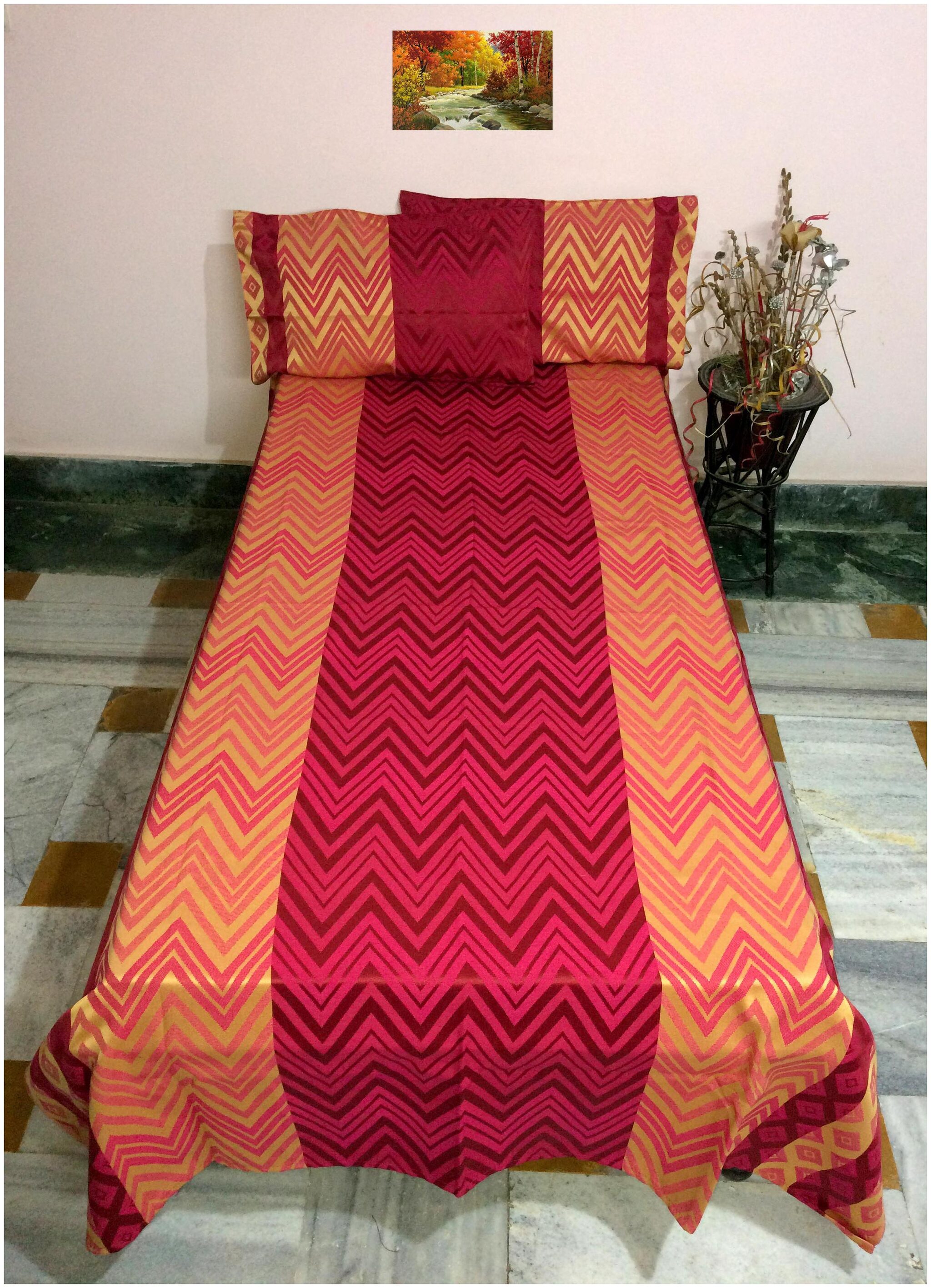 A H ENTERPRISES Silk Geometric Single Size Bedsheet 200 TC ( 1 Bedsheet With 2 Pillow Covers Red Golden )
A H ENTERPRISES Silk Geometric Single Size Bedsheet 200 TC ( 1 Bedsheet With 2 Pillow Covers Red Golden )