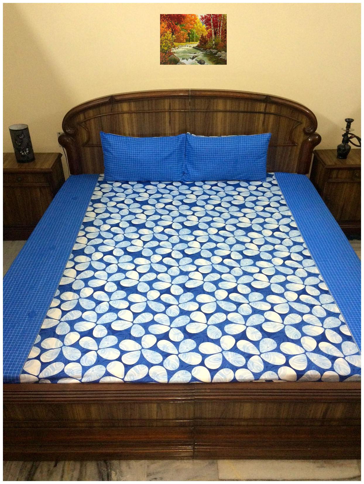 A H ENTERPRISES Cotton Printed Double Size Bedsheet 140 TC ( 1 Bedsheet With 2 Pillow Covers Blue White )
A H ENTERPRISES Cotton Printed Double Size Bedsheet 140 TC ( 1 Bedsheet With 2 Pillow Covers Blue White )