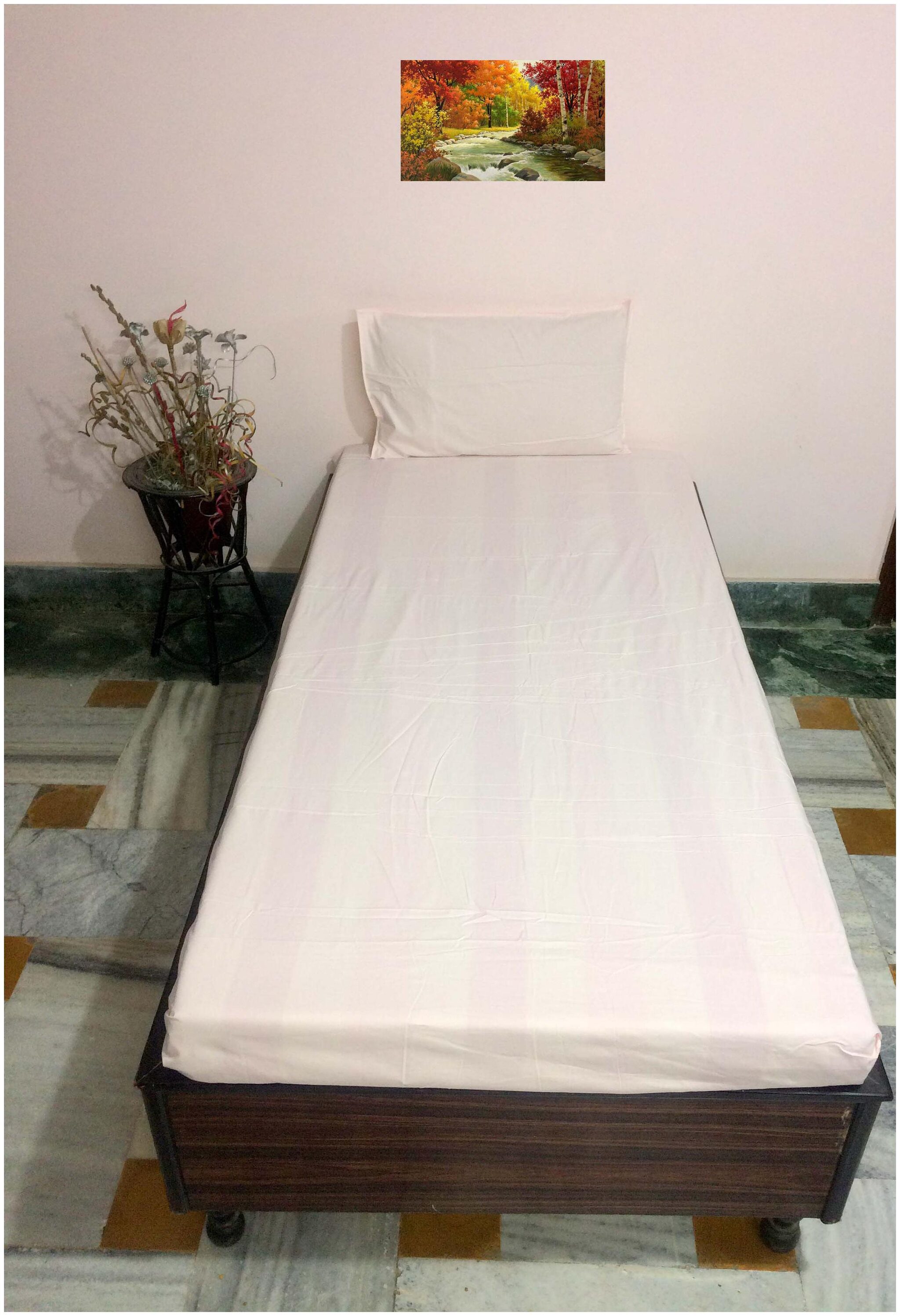 A H ENTERPRISES Cotton Solid Single Size Bedsheet 300 TC ( 1 Bedsheet With 1 Pillow Covers Pink ) 
A H ENTERPRISES Cotton Solid Single Size Bedsheet 300 TC ( 1 Bedsheet With 1 Pillow Covers Pink )