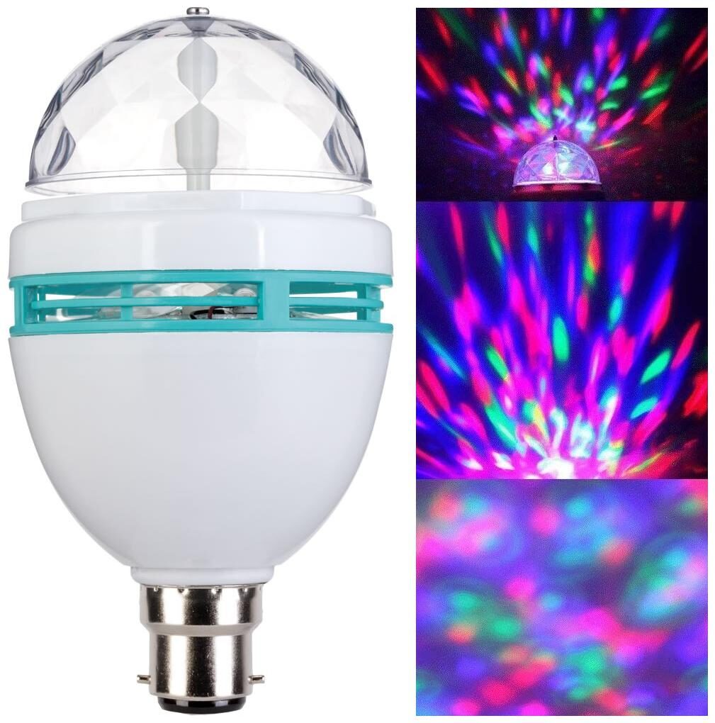 Bazaar Gali 360 Degree Rotating Crystal LED Bulb LED Disco Light for Party Function Diwali Christmas Decoration (Pack of 1) Assorted Color
Bazaar Gali 360 Degree Rotating Crystal LED Bulb LED Disco Light for Party Function Diwali Christmas Decoration (Pack of 1) Assorted Color