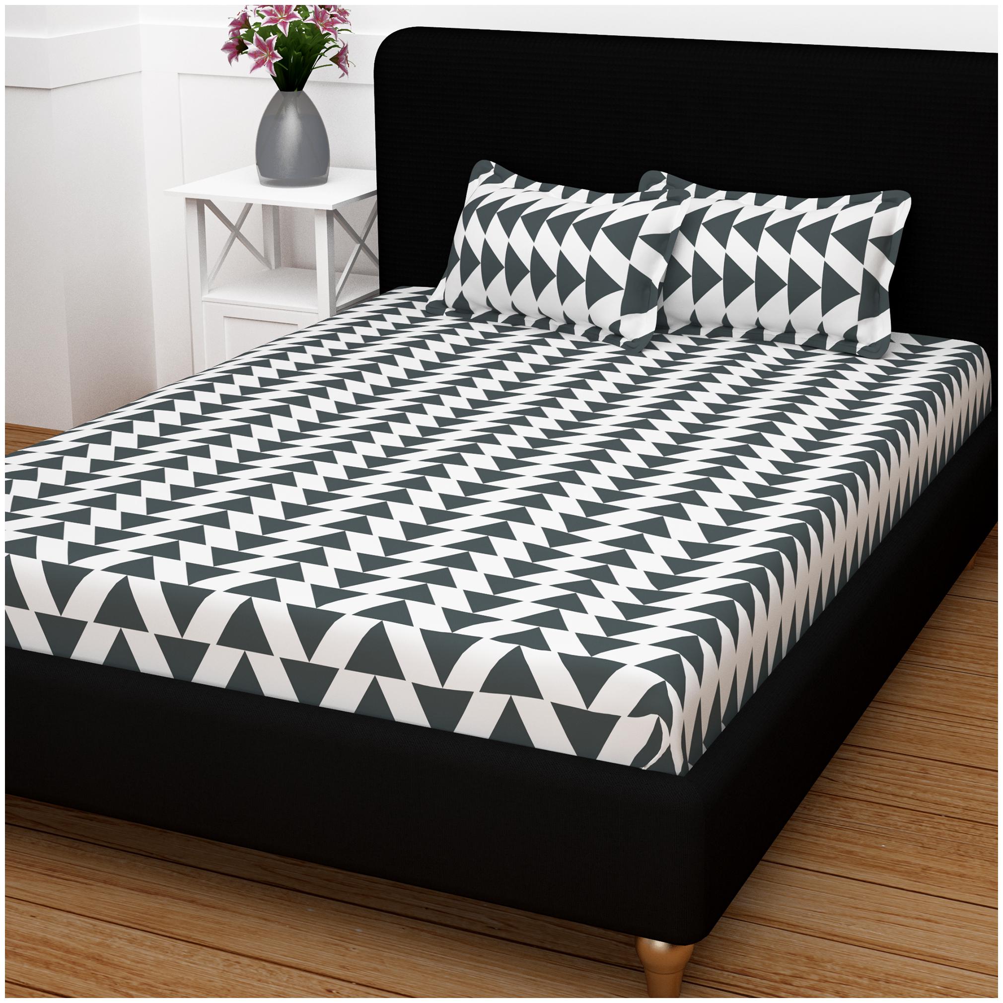 Bedspun Cotton Geometric Double Size Bedsheet 120 TC ( 1 Bedsheet With 2 Pillow Covers Grey )
Bedspun Cotton Geometric Double Size Bedsheet 120 TC ( 1 Bedsheet With 2 Pillow Covers Grey )
