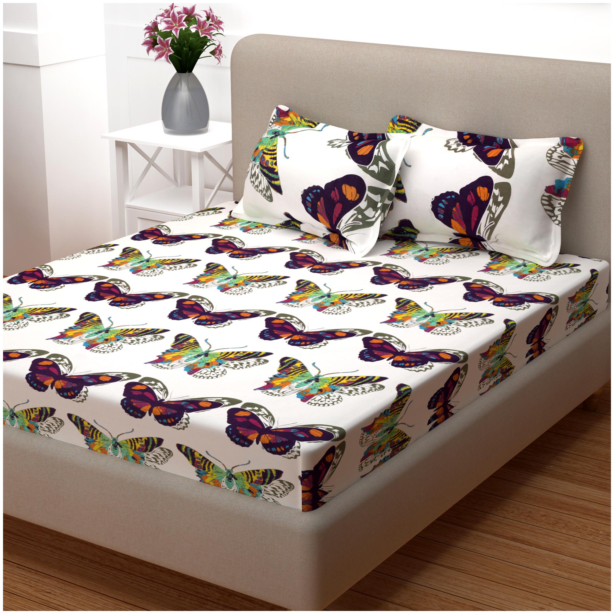Bedspun Cotton Printed Double Size Bedsheet 120 TC ( 1 Bedsheet With 2 Pillow Covers White )
Bedspun Cotton Printed Double Size Bedsheet 120 TC ( 1 Bedsheet With 2 Pillow Covers White )