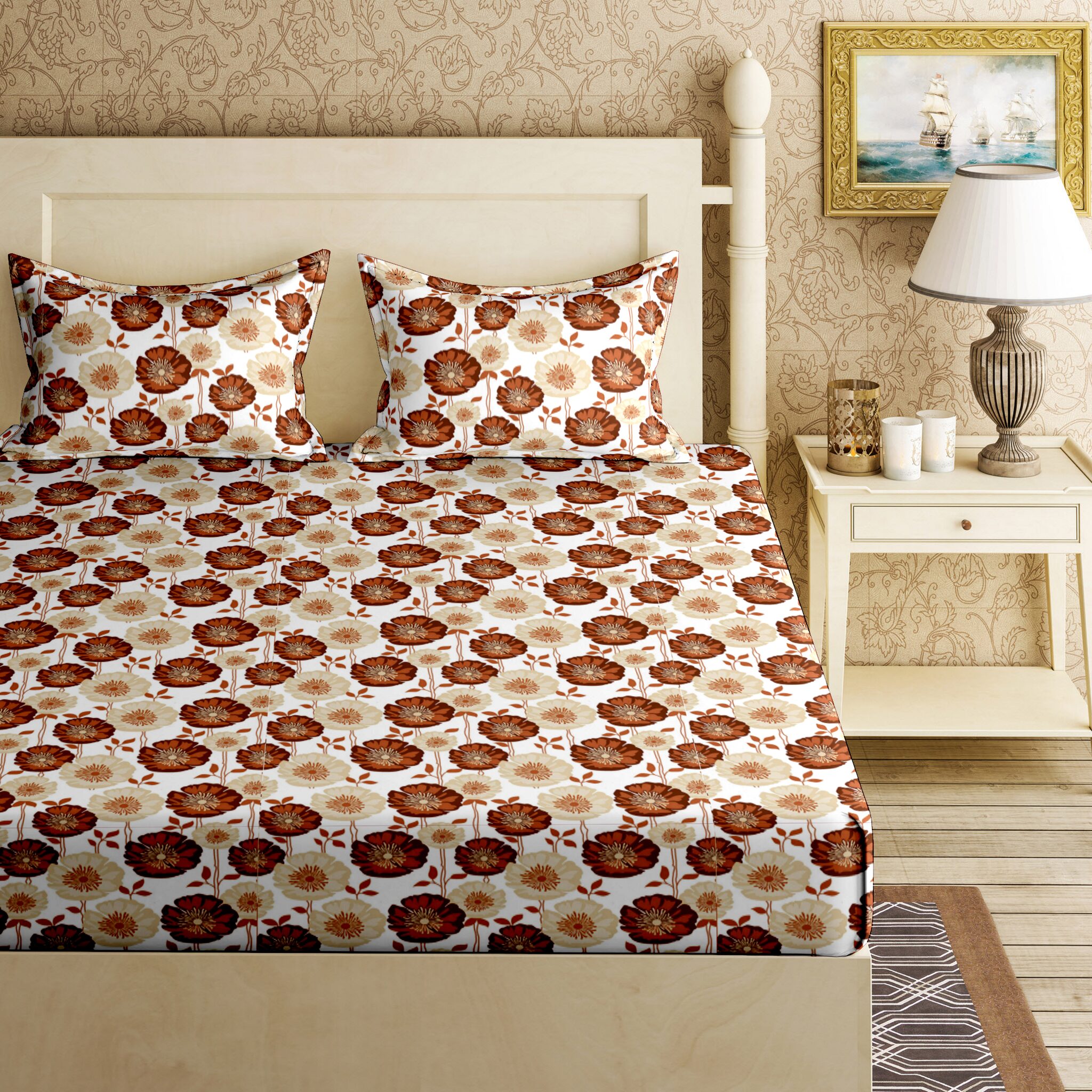 Bella Casa Cotton Printed King Size Bedsheet 144 TC ( 1 Bedsheet With 2 Pillow Covers Brown )
Bella Casa Cotton Printed King Size Bedsheet 144 TC ( 1 Bedsheet With 2 Pillow Covers Brown )
