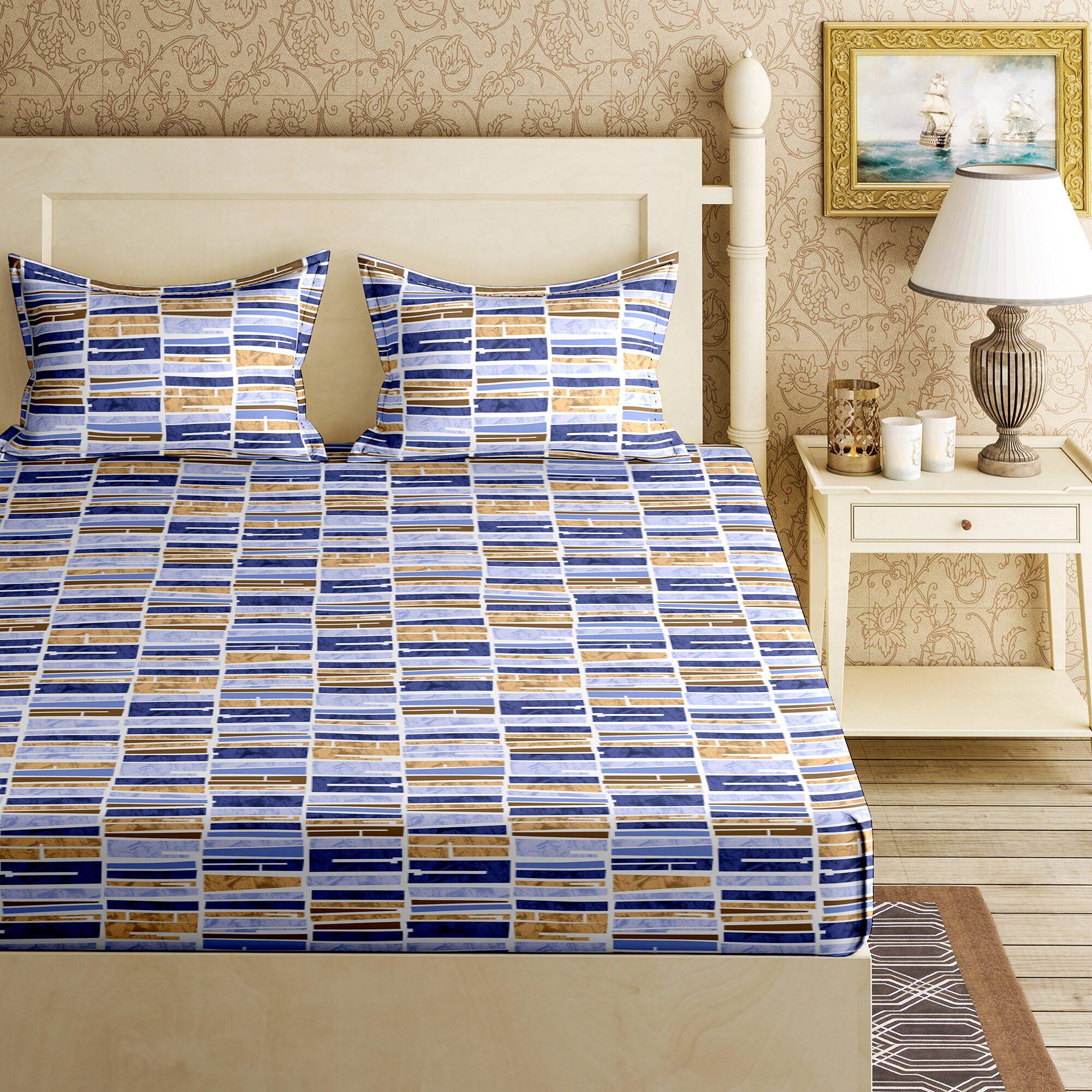 Bella Casa Cotton Printed King Size Bedsheet 144 TC ( 1 Bedsheet With 2 Pillow Covers Blue )
Bella Casa Cotton Printed King Size Bedsheet 144 TC ( 1 Bedsheet With 2 Pillow Covers Blue )