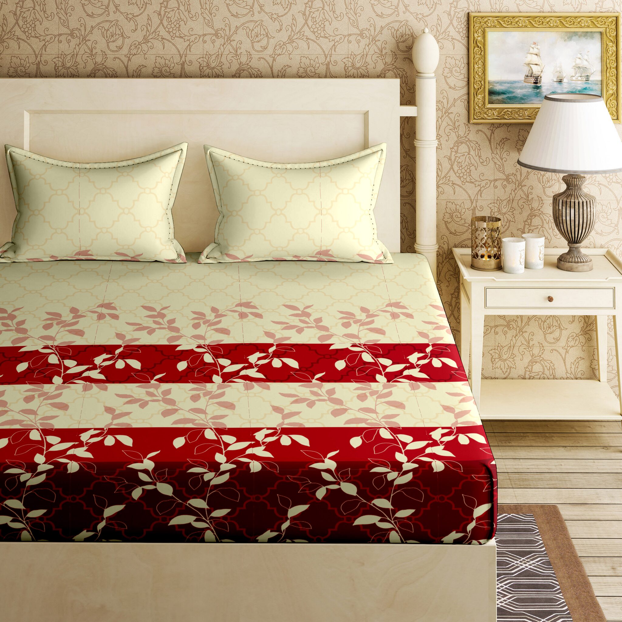 Bella Casa Cotton Printed King Size Bedsheet 144 TC ( 1 Bedsheet With 2 Pillow Covers Red )
Bella Casa Cotton Printed King Size Bedsheet 144 TC ( 1 Bedsheet With 2 Pillow Covers Red )