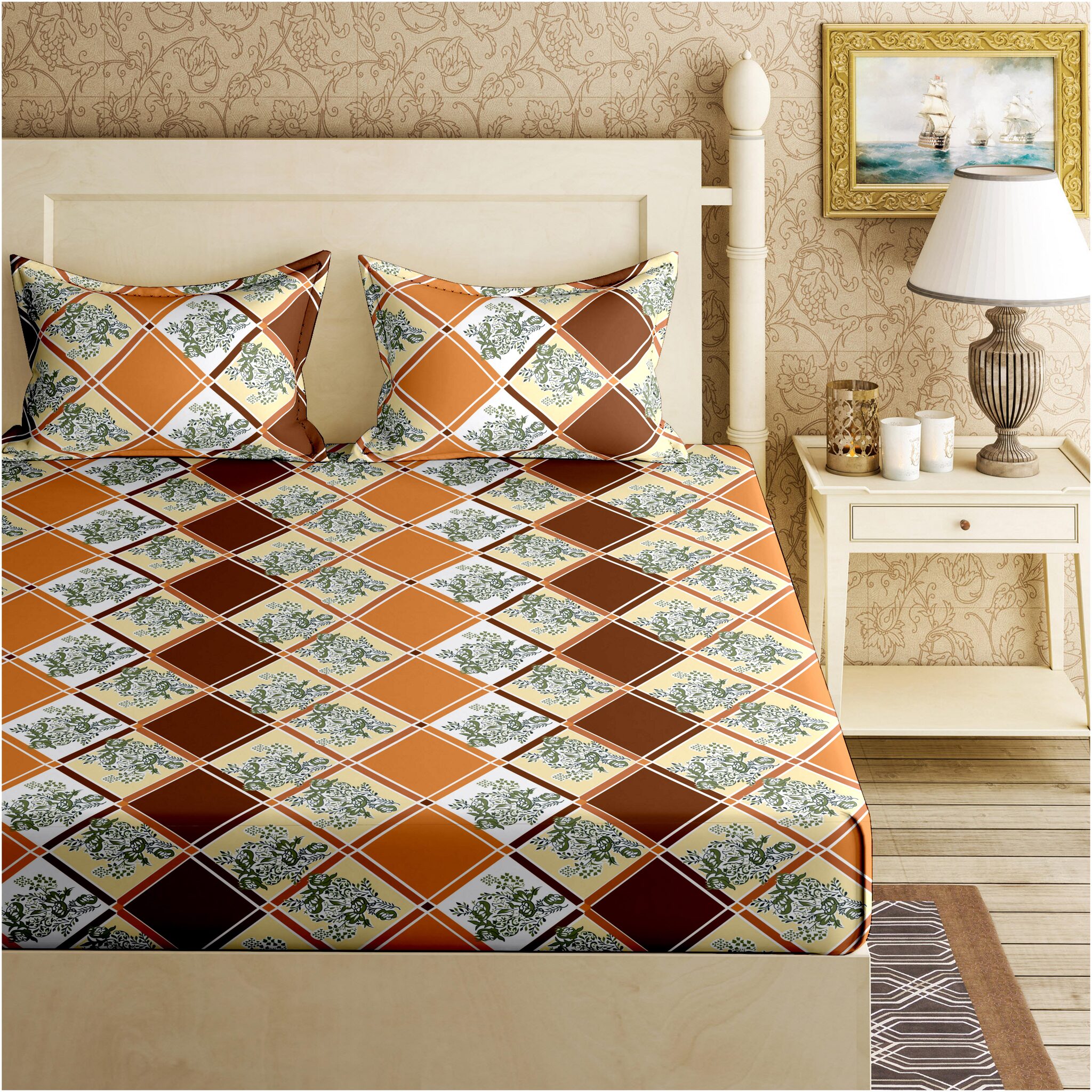 Bella Casa Cotton Geometric King Size Bedsheet 144 TC ( 1 Bedsheet With 2 Pillow Covers Brown )
Bella Casa Cotton Geometric King Size Bedsheet 144 TC ( 1 Bedsheet With 2 Pillow Covers Brown )