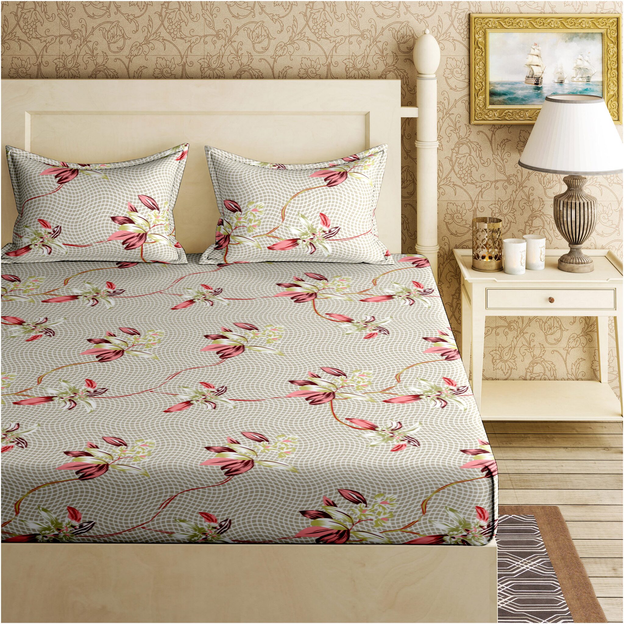 Bella Casa Cotton Floral King Size Bedsheet 144 TC ( 1 Bedsheet With 2 Pillow Covers Pink )
Bella Casa Cotton Floral King Size Bedsheet 144 TC ( 1 Bedsheet With 2 Pillow Covers Pink )