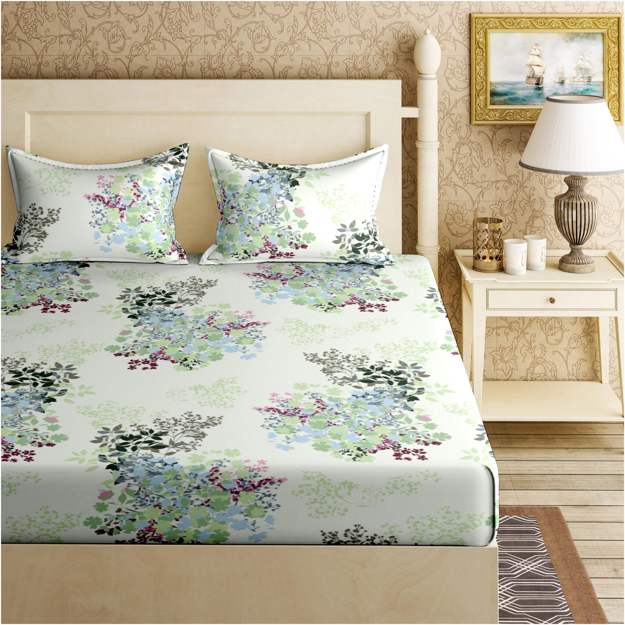 Bella Casa Cotton Floral King Size Bedsheet 144 TC ( 1 Bedsheet With 2 Pillow Covers Green )
Bella Casa Cotton Floral King Size Bedsheet 144 TC ( 1 Bedsheet With 2 Pillow Covers Green )