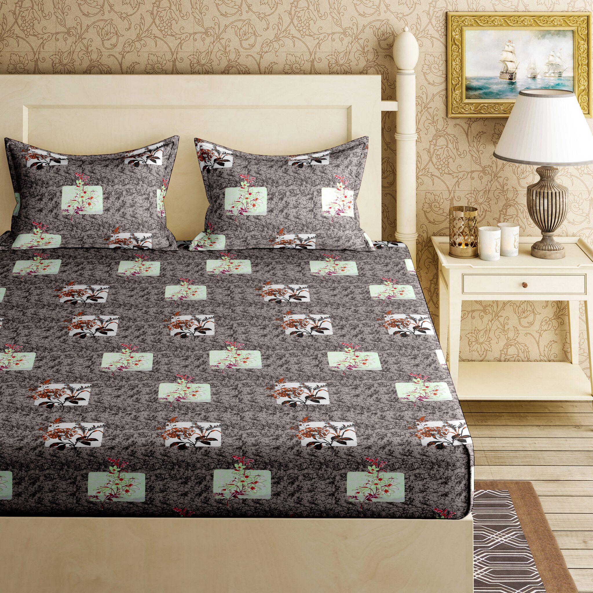 Bella Casa Cotton Printed King Size Bedsheet 120 TC ( 1 Bedsheet With 2 Pillow Covers Grey )
Bella Casa Cotton Printed King Size Bedsheet 120 TC ( 1 Bedsheet With 2 Pillow Covers Grey )