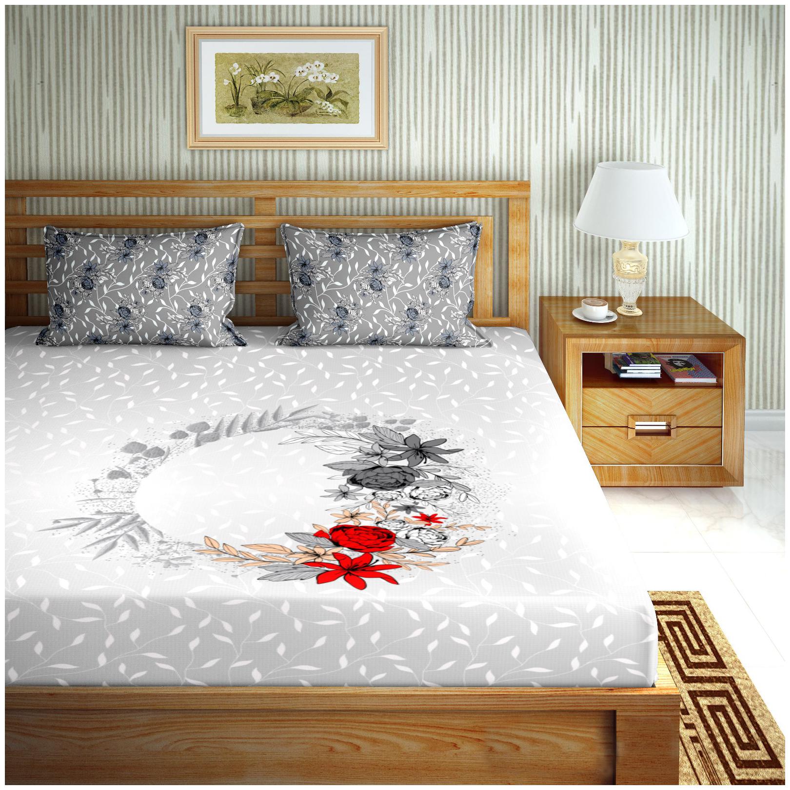 Bella Casa Cotton Floral King Size Bedsheet 180 TC ( 1 Bedsheet With 2 Pillow Covers Grey )
Bella Casa Cotton Floral King Size Bedsheet 180 TC ( 1 Bedsheet With 2 Pillow Covers Grey )