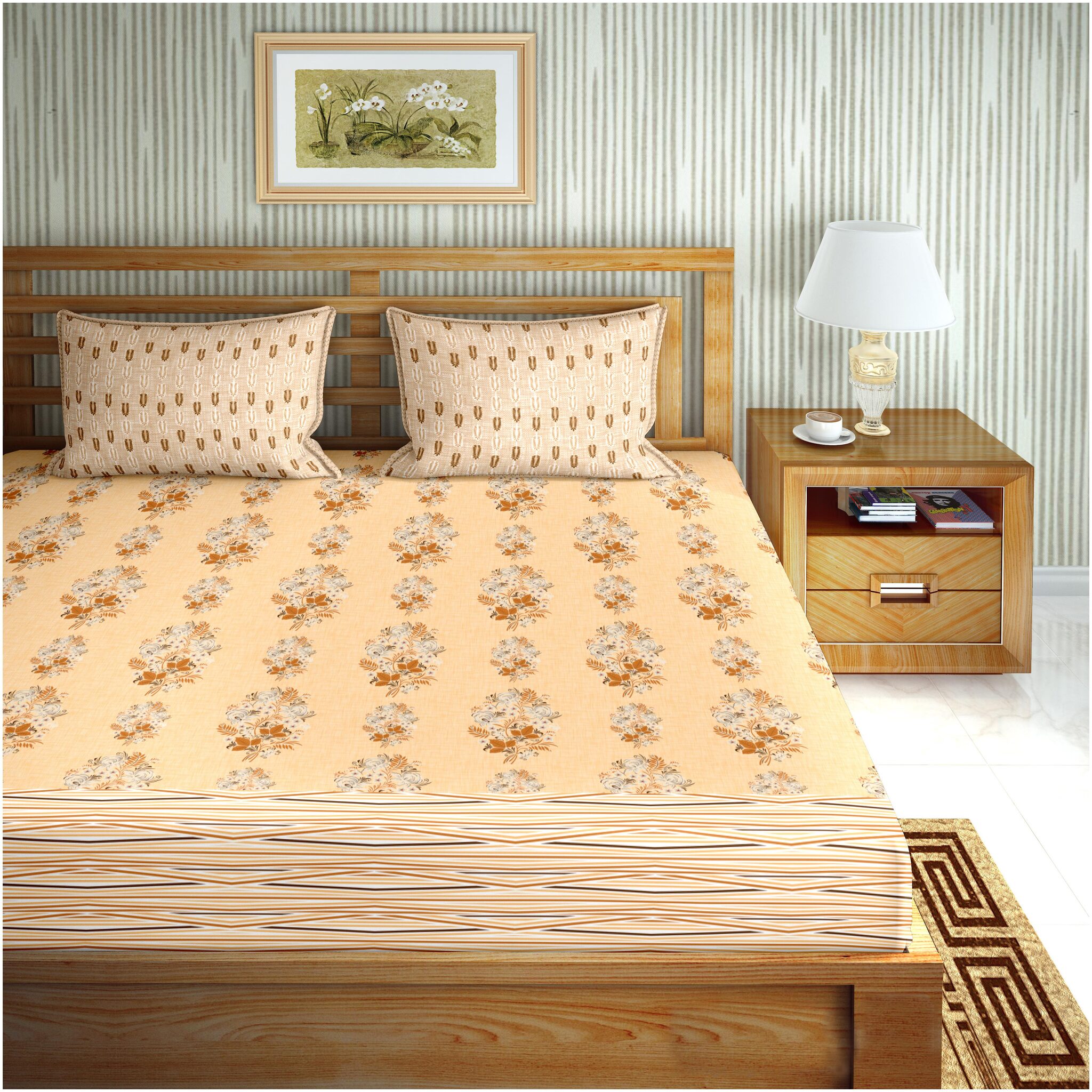 Bella Casa Cotton Floral King Size Bedsheet 180 TC ( 1 Bedsheet With 2 Pillow Covers Orange )
Bella Casa Cotton Floral King Size Bedsheet 180 TC ( 1 Bedsheet With 2 Pillow Covers Orange )