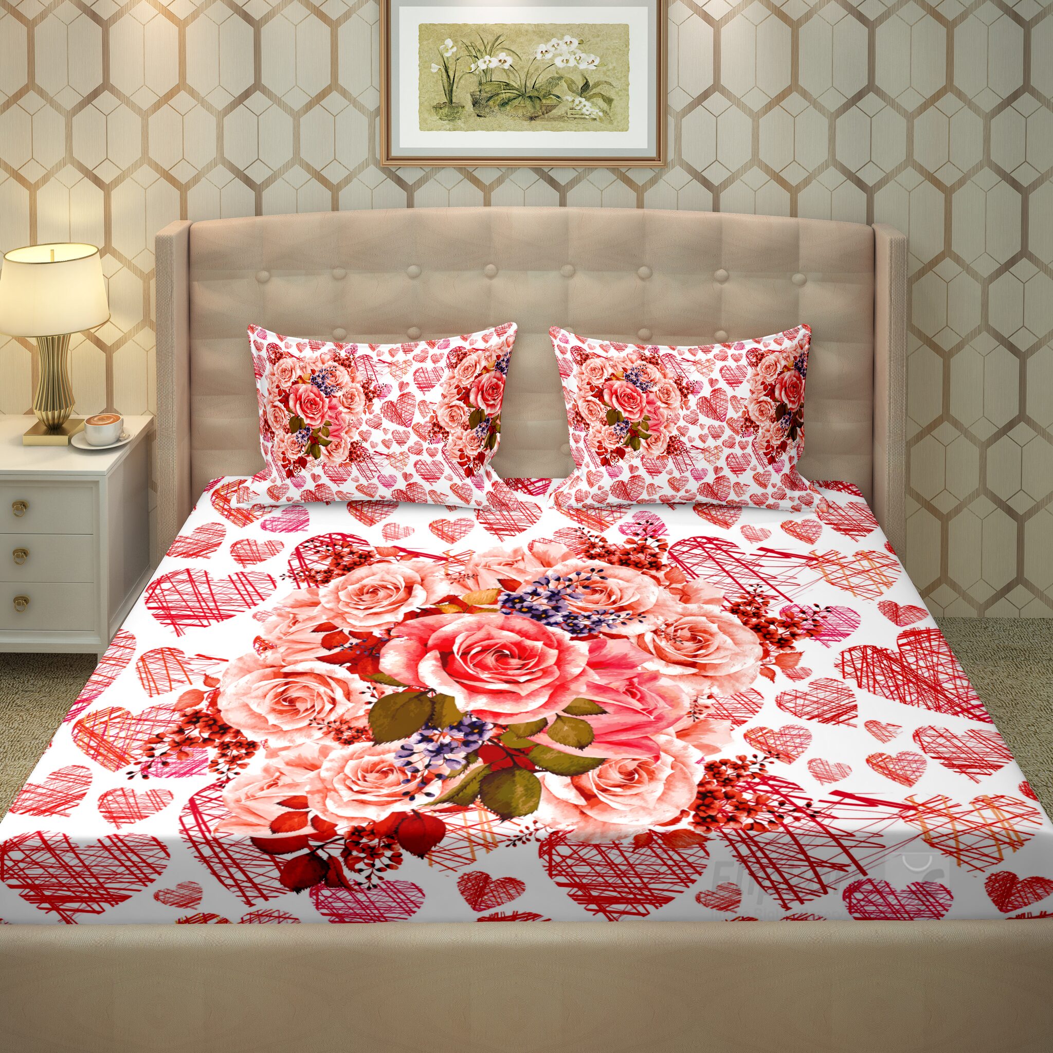 Bella Casa Cotton Printed King Size Bedsheet 250 TC ( 1 Bedsheet With 2 Pillow Covers Red )
Bella Casa Cotton Printed King Size Bedsheet 250 TC ( 1 Bedsheet With 2 Pillow Covers Red )
