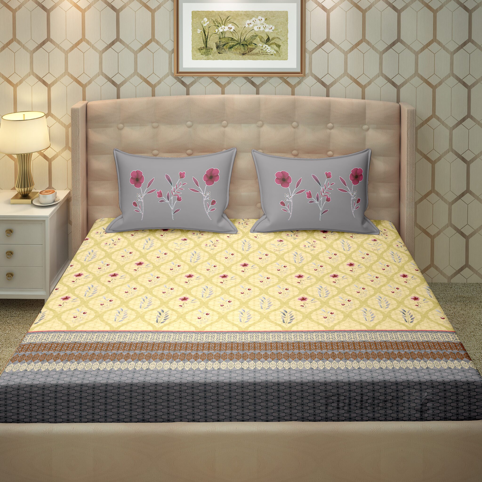 Bella Casa Cotton Printed King Size Bedsheet 250 TC ( 1 Bedsheet With 2 Pillow Covers Yellow )
Bella Casa Cotton Printed King Size Bedsheet 250 TC ( 1 Bedsheet With 2 Pillow Covers Yellow )