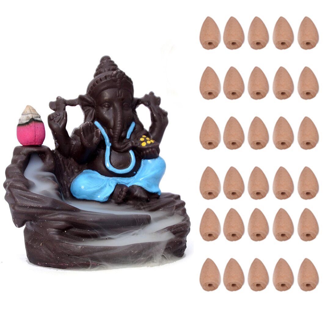 Bg bazzar gali Handcrafted Lord Ganesha Smoke Backflow Cone Incense Holder Decorative Showpiece With 30 Cones Free (G B )
Bg bazzar gali Handcrafted Lord Ganesha Smoke Backflow Cone Incense Holder Decorative Showpiece With 30 Cones Free (G B )