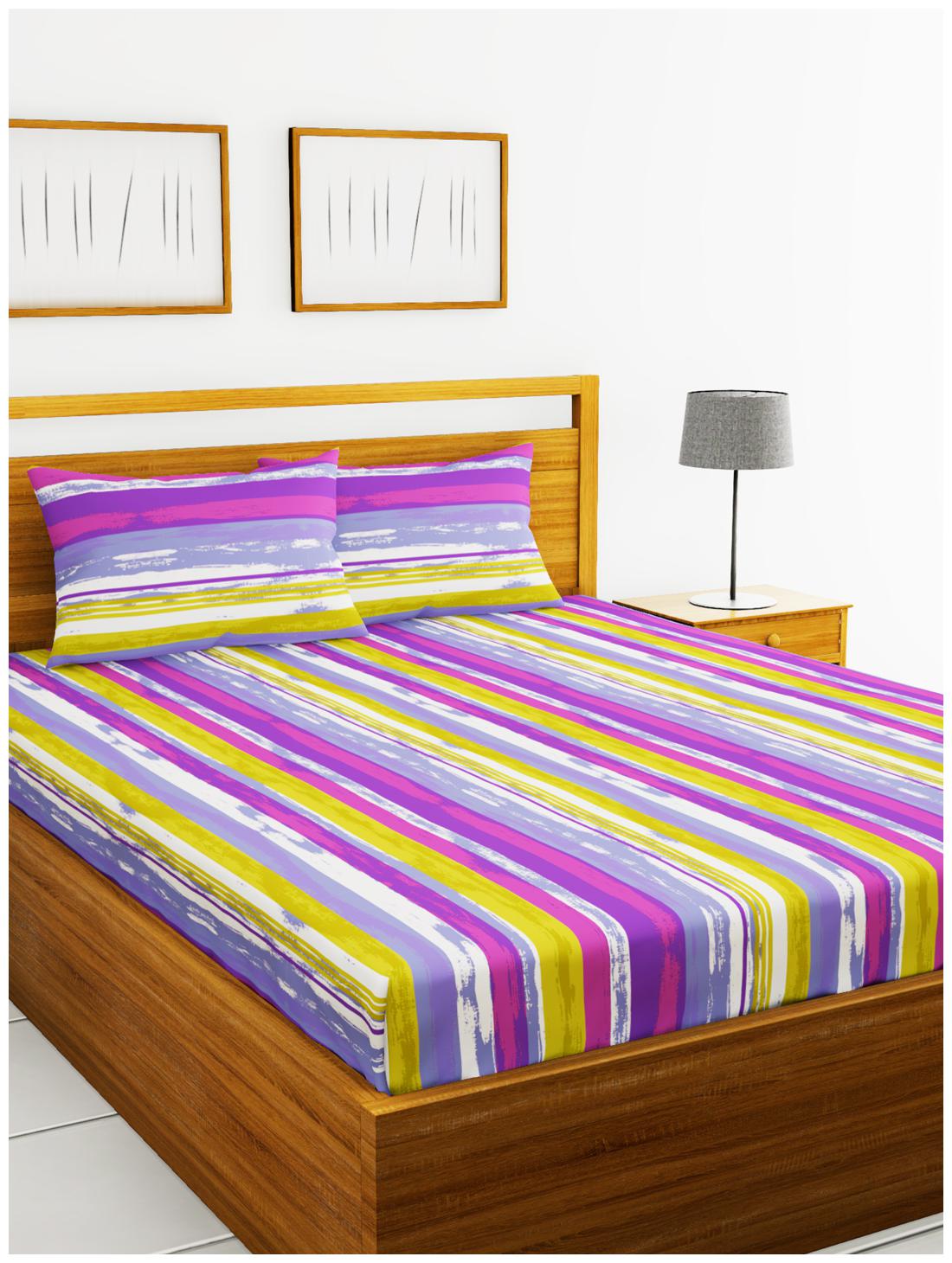 BIANCA Cotton Striped Double Size Bedsheet 110 TC ( 1 Bedsheet With 2 Pillow Covers Multi )
BIANCA Cotton Striped Double Size Bedsheet 110 TC ( 1 Bedsheet With 2 Pillow Covers Multi )