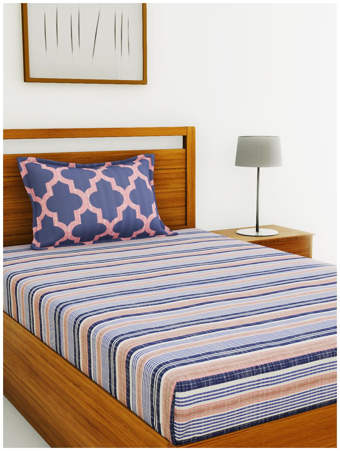 BIANCA Cotton Striped Single Size Bedsheet 144 TC ( 1 Bedsheet With 1 Pillow Covers Blue )
BIANCA Cotton Striped Single Size Bedsheet 144 TC ( 1 Bedsheet With 1 Pillow Covers Blue )