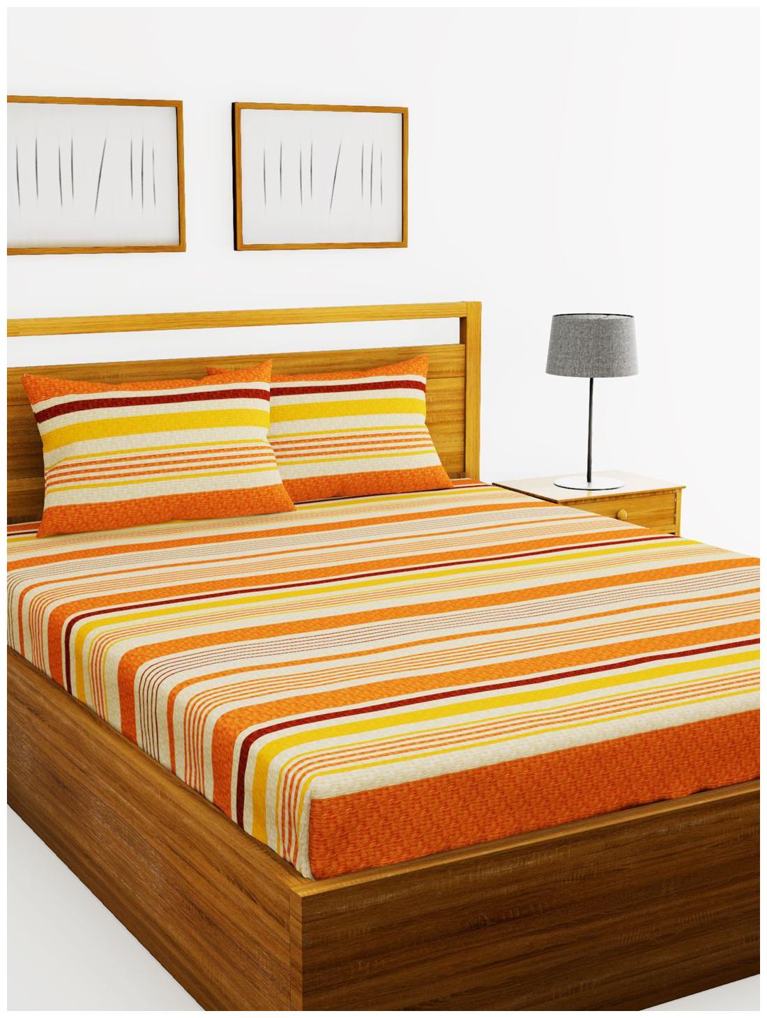 BIANCA Cotton Striped King Size Bedsheet 110 TC ( 1 Bedsheet With 2 Pillow Covers Orange )
BIANCA Cotton Striped King Size Bedsheet 110 TC ( 1 Bedsheet With 2 Pillow Covers Orange )